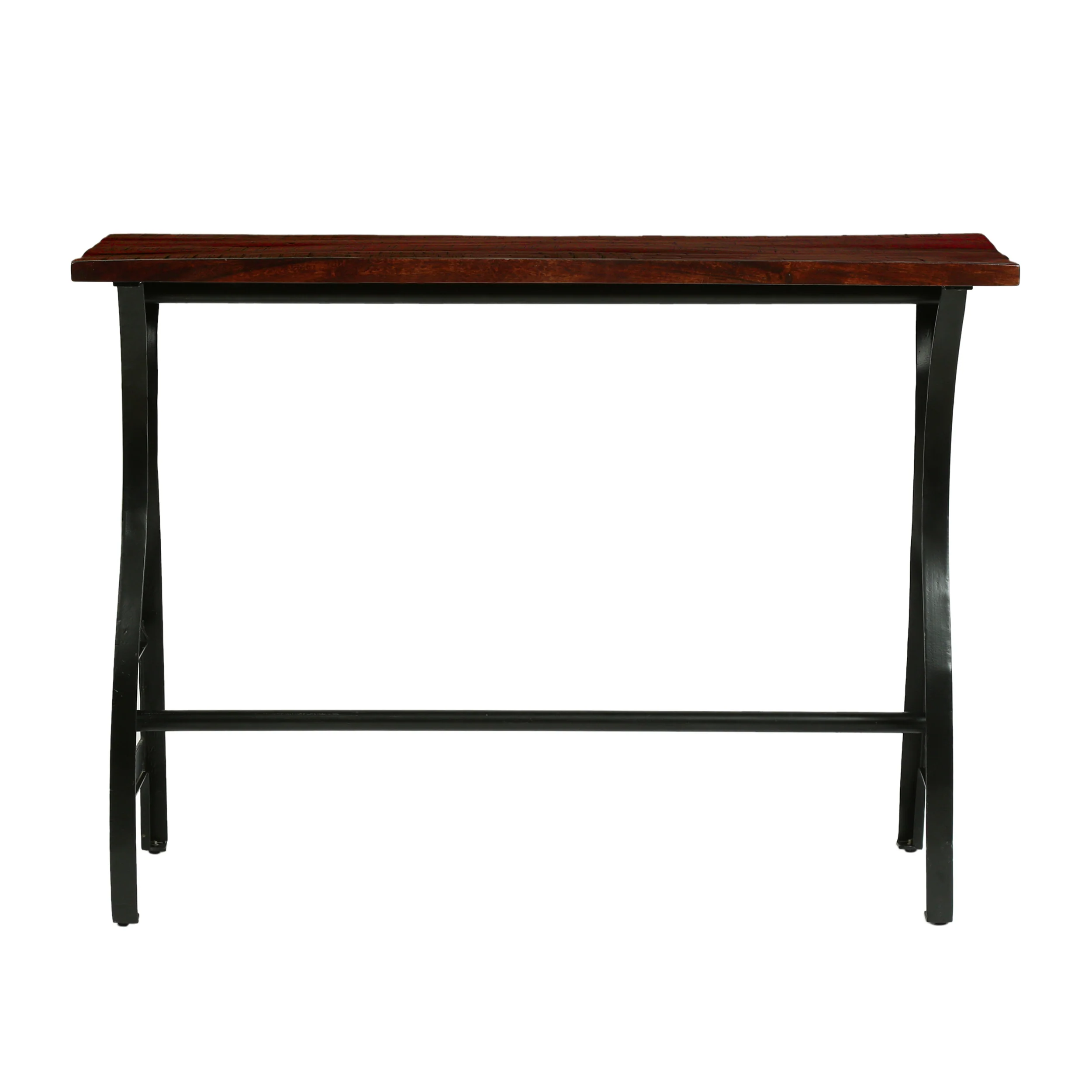 Jolson Modern Industrial Handmade Acacia Wood Console Table, Dark Brown and Black - furnishings