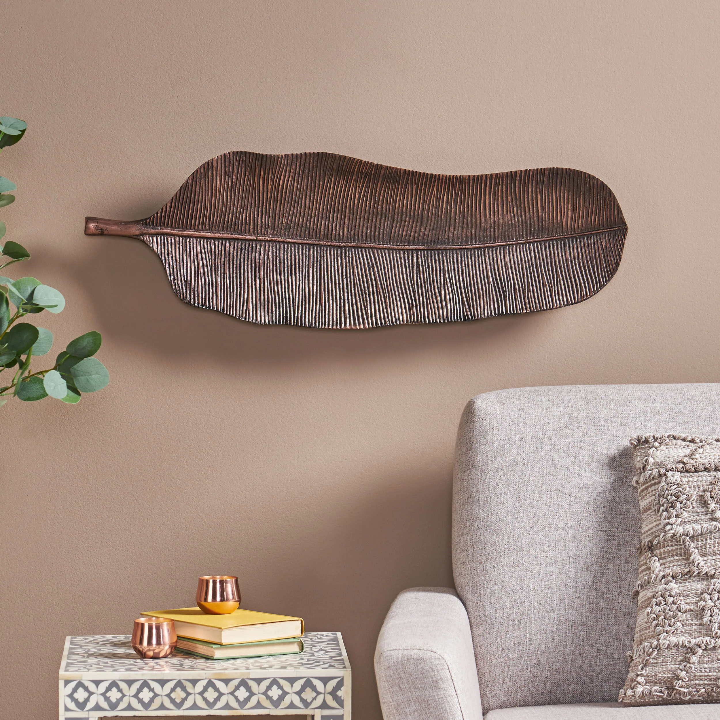 Cordele Handcrafted Aluminum Medium Leaf Wall Decor - furnishings