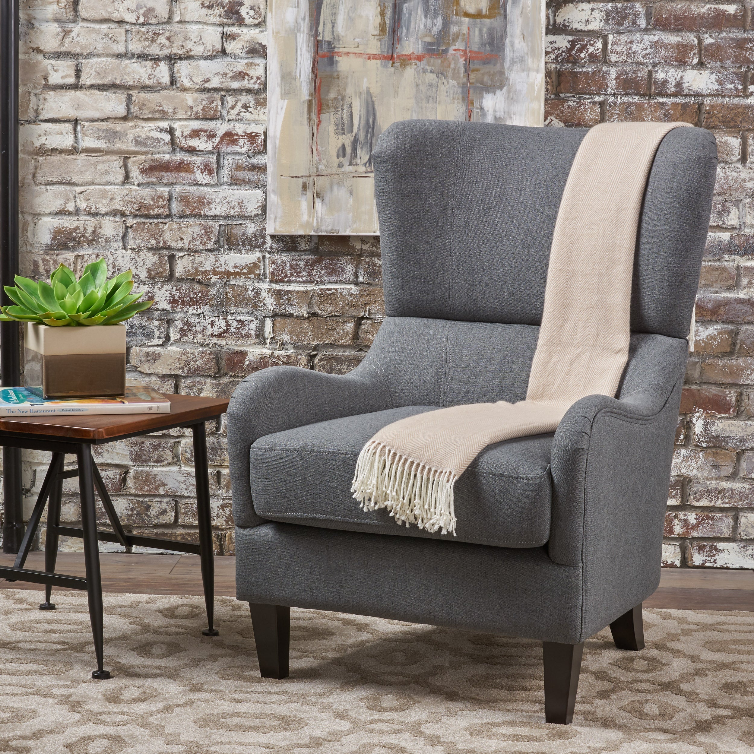 Quinn Fabric High Back Wingback Armchair - furnishings