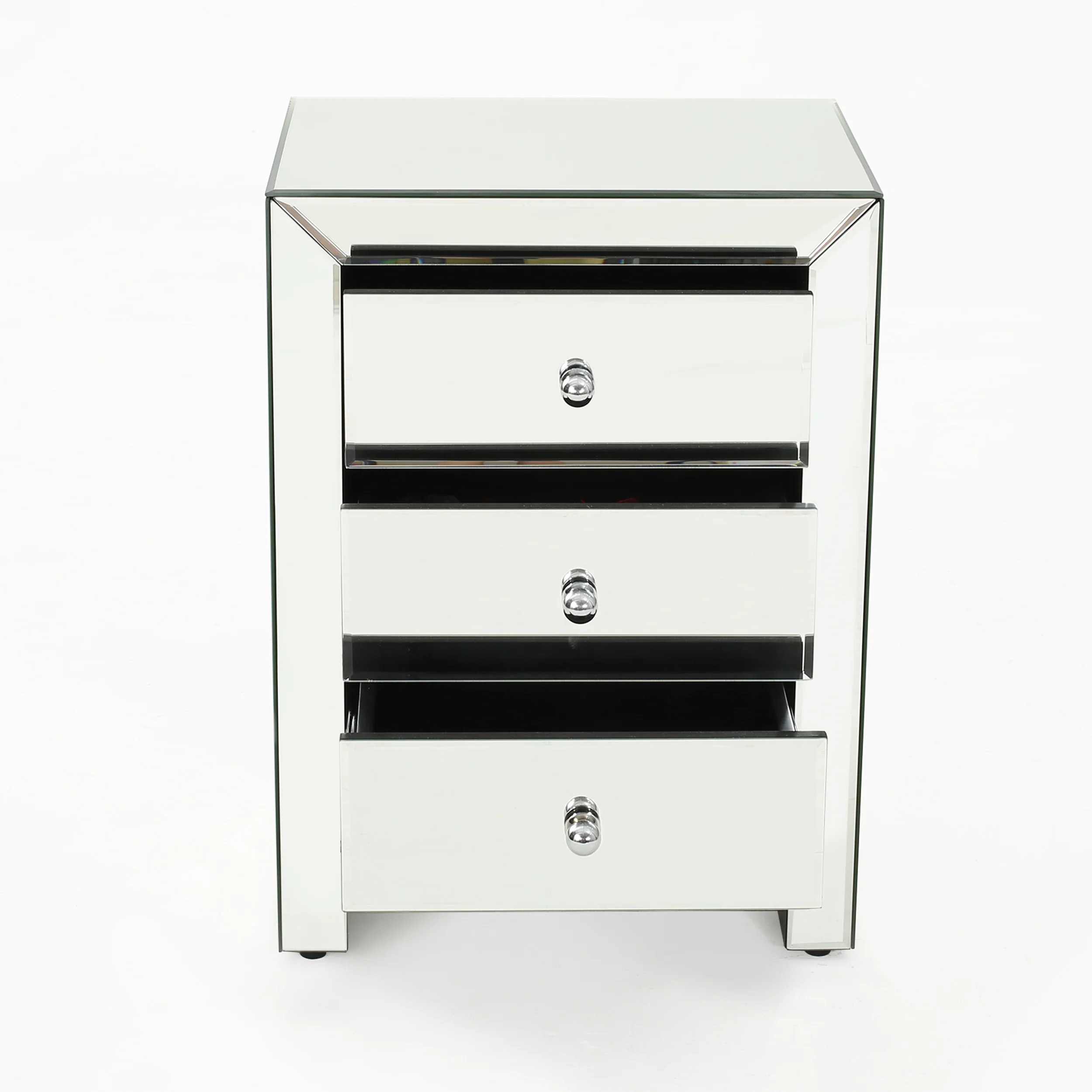 Lucille Mirror Finished 3 Drawer Accent Table - furnishings