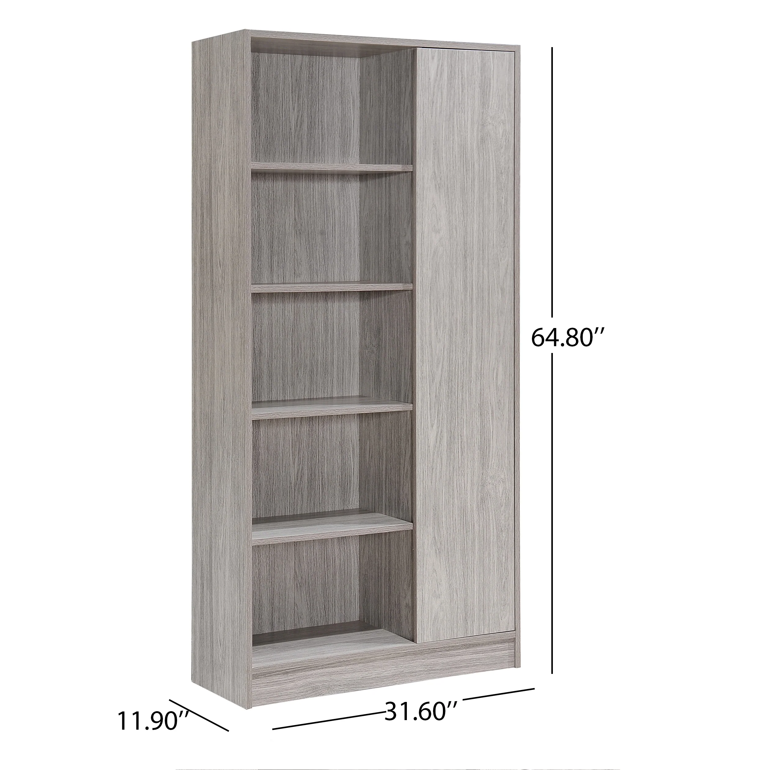Annabelle Mid Century Modern 5-Shelf Bookcase - furnishings