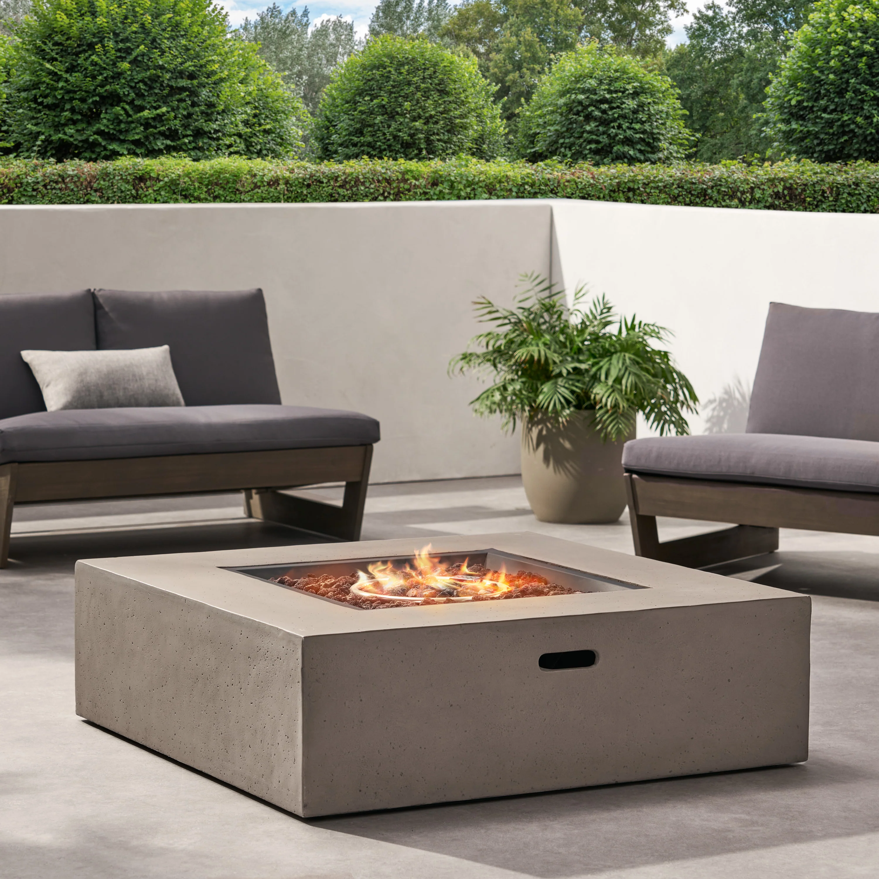 Hearth Outdoor 50,000 BTU Lightweight Concrete Square Fire Pit (No Tank Holder) - furnishings