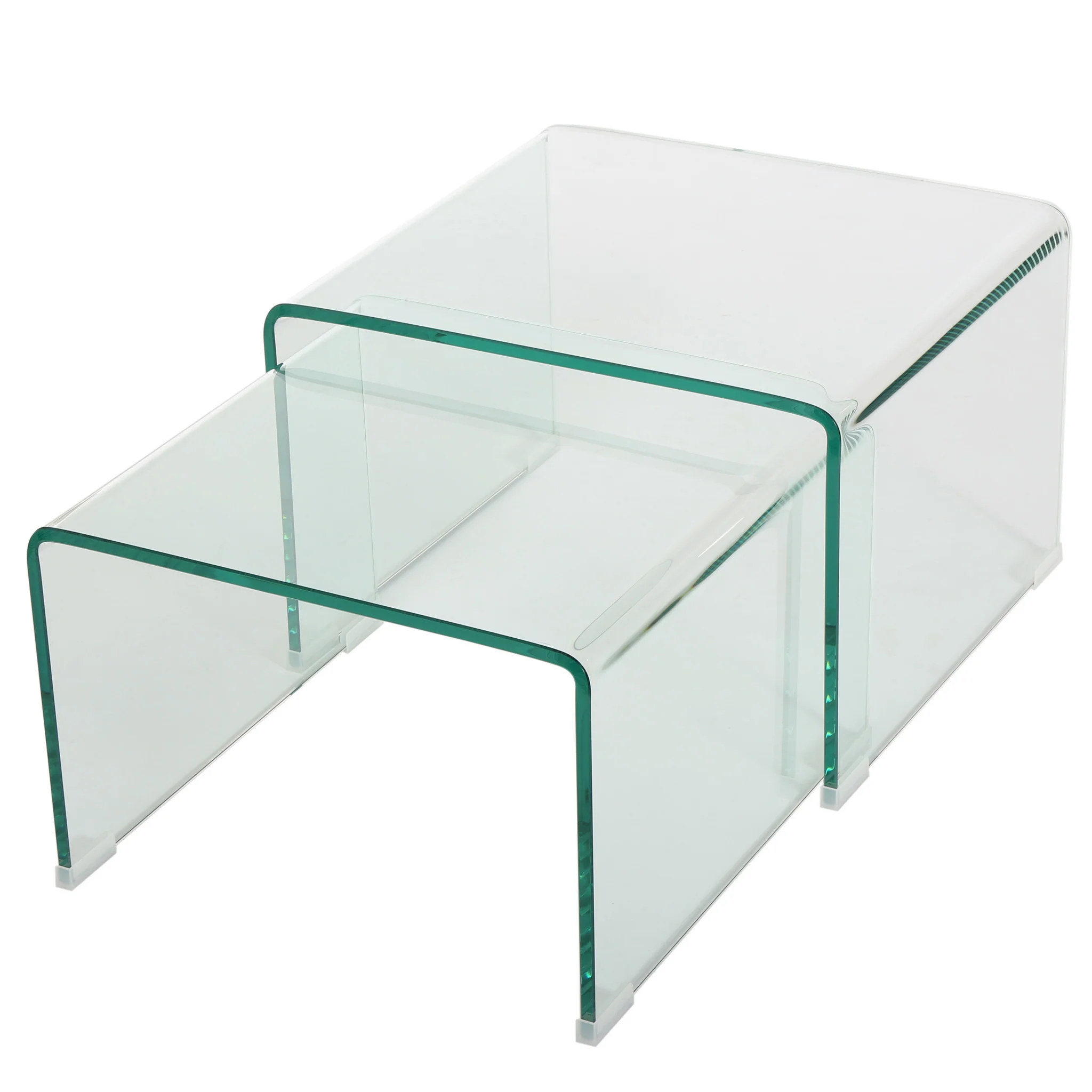 Angel See Through Clear Waterfall Glass Nesting Tables (Set of 2) - furnishings