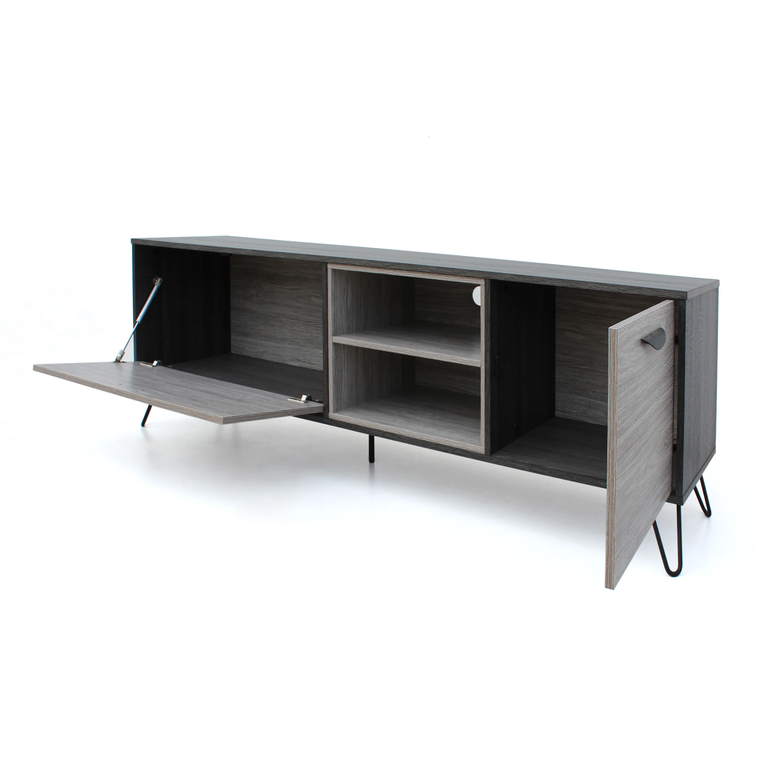 Vivian Mid Century Modern 2 Cabinets & Shelves TV Stand - furnishings