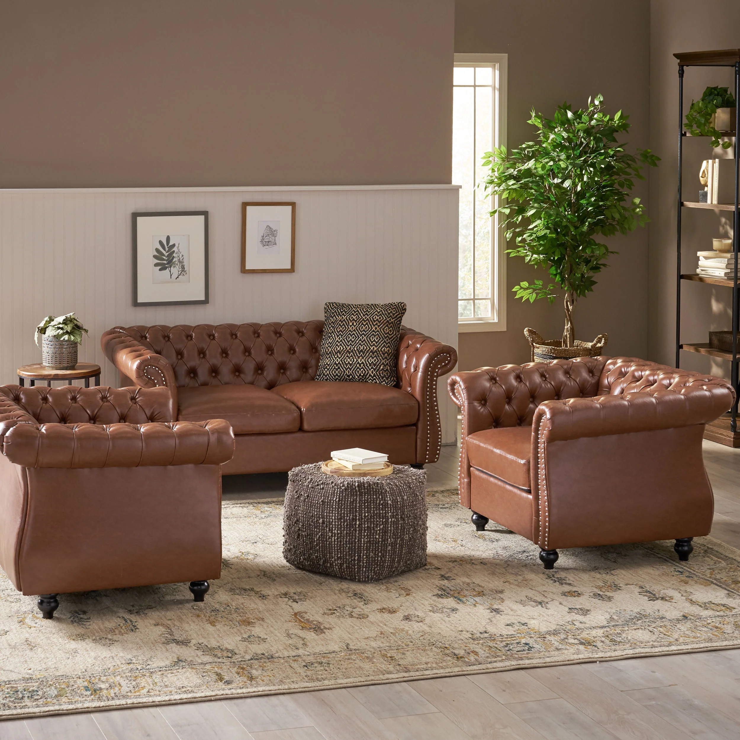 Madelena Traditional Chesterfield Loveseat and Club Chair Set - furnishings