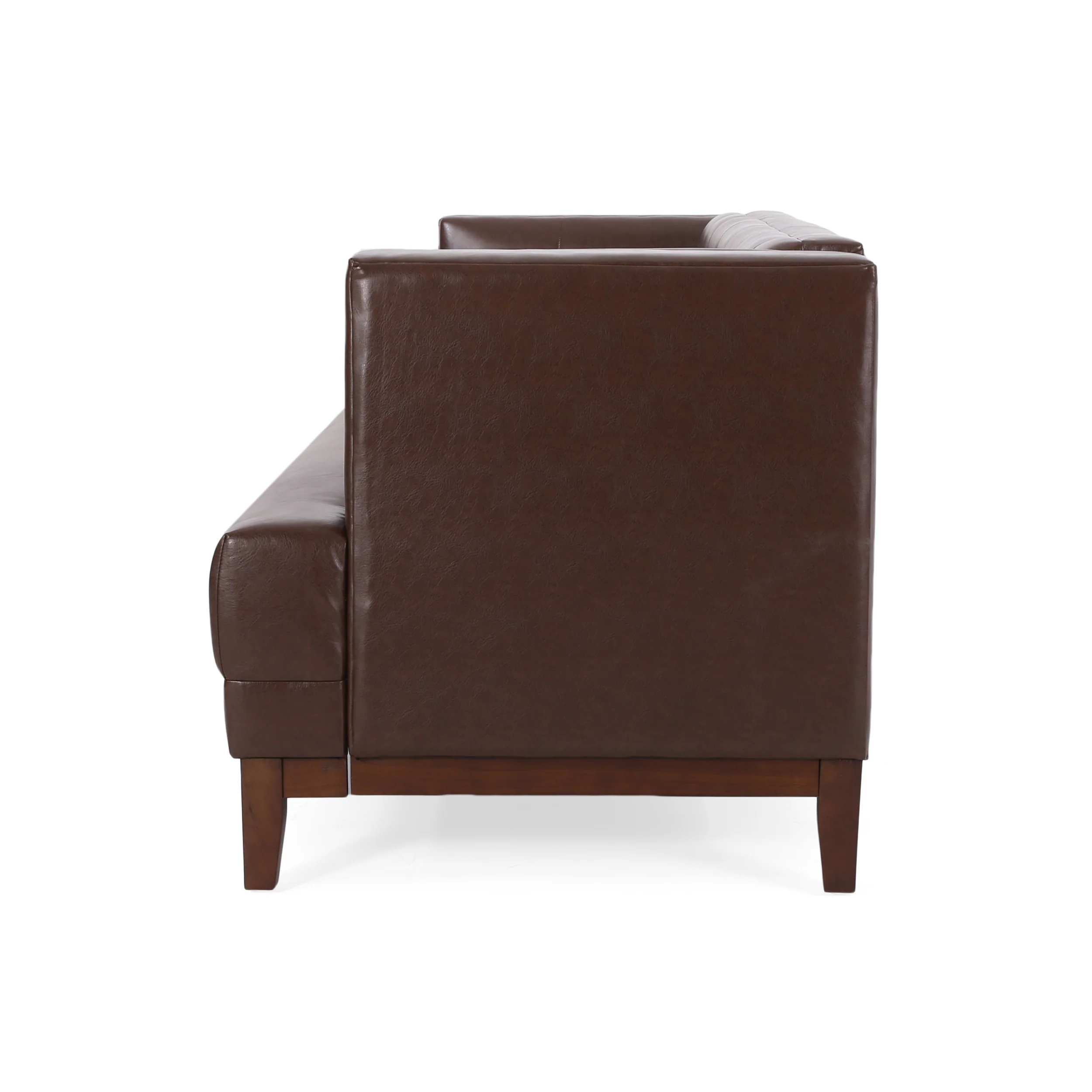 Stefan Mid Century Modern Faux Leather Tufted 3 Seater Sofa - furnishings