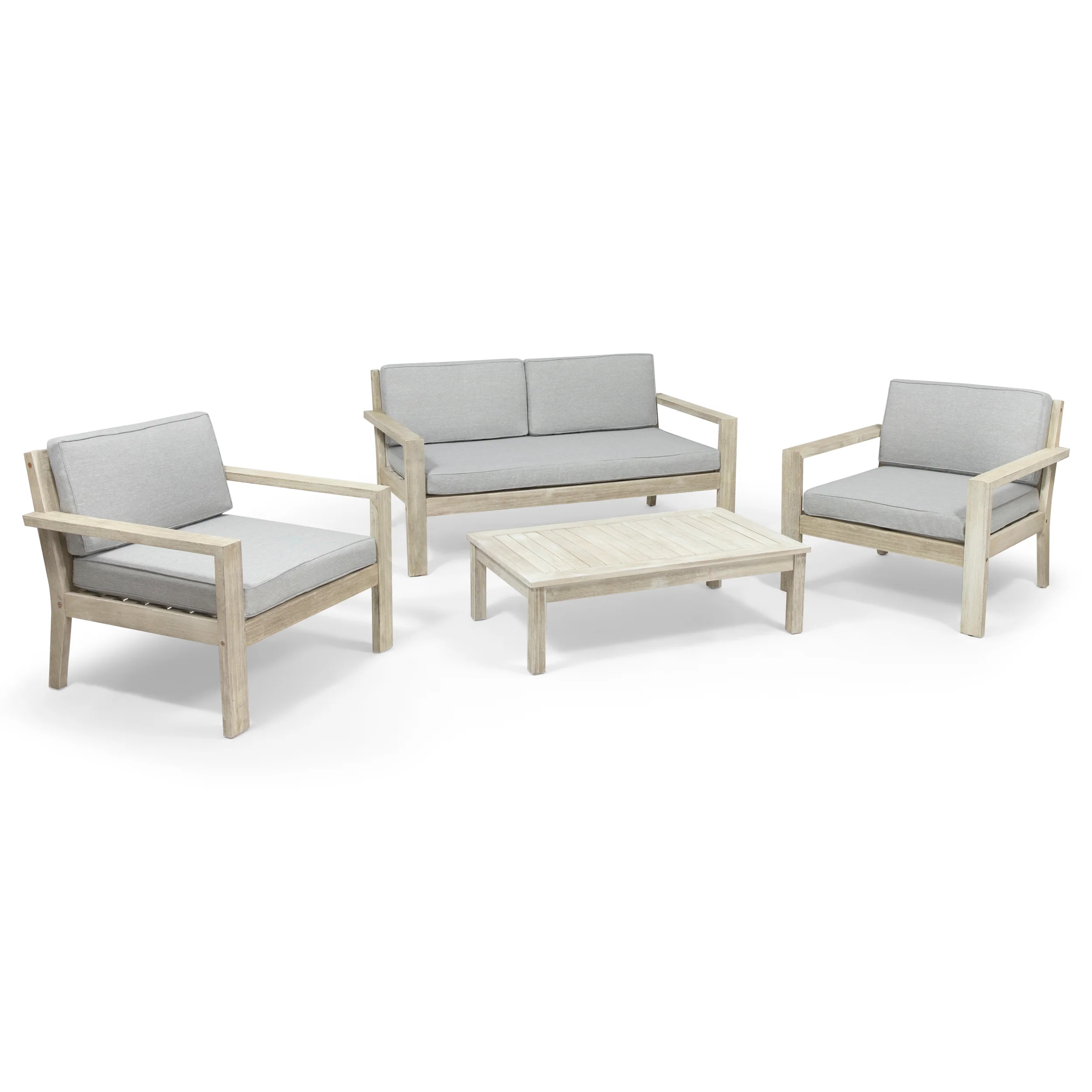 Dominic Outdoor 4 Seater Acacia Wood Chat Set with Cushions - furnishings