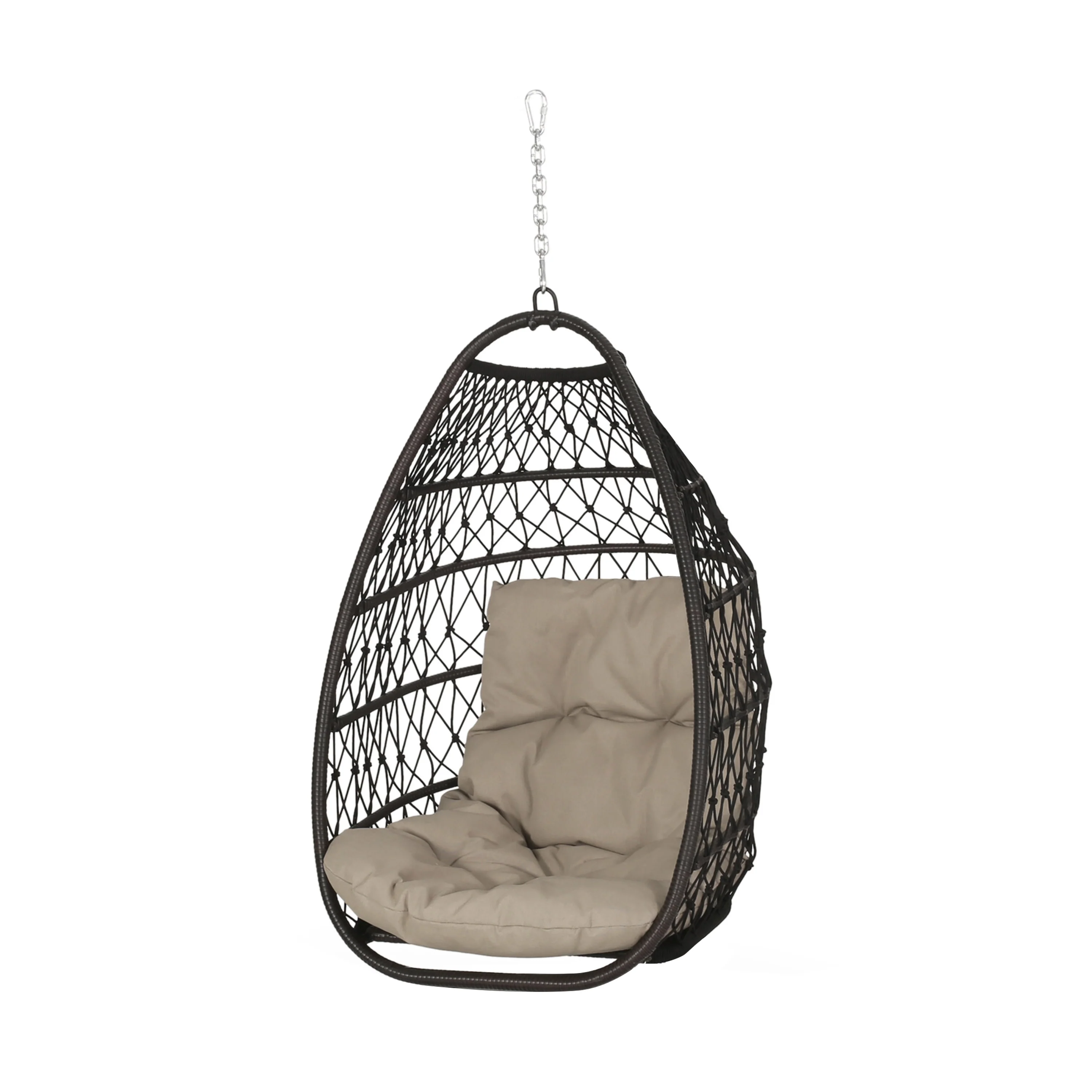 Coloma Outdoor Wicker Hanging Basket Chair with Cushions - furnishings