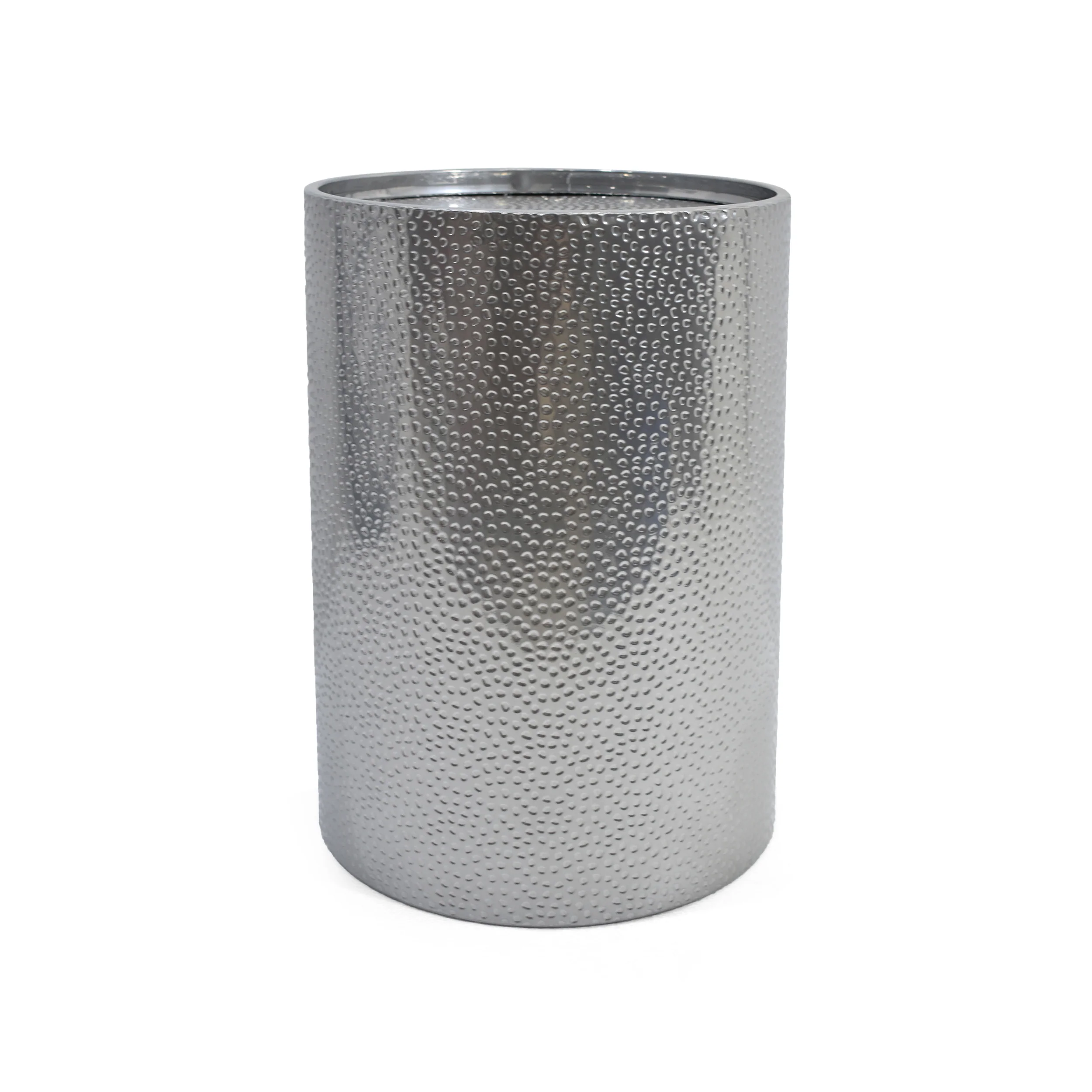 Rache Modern Round Accent Table with Hammered Iron - furnishings