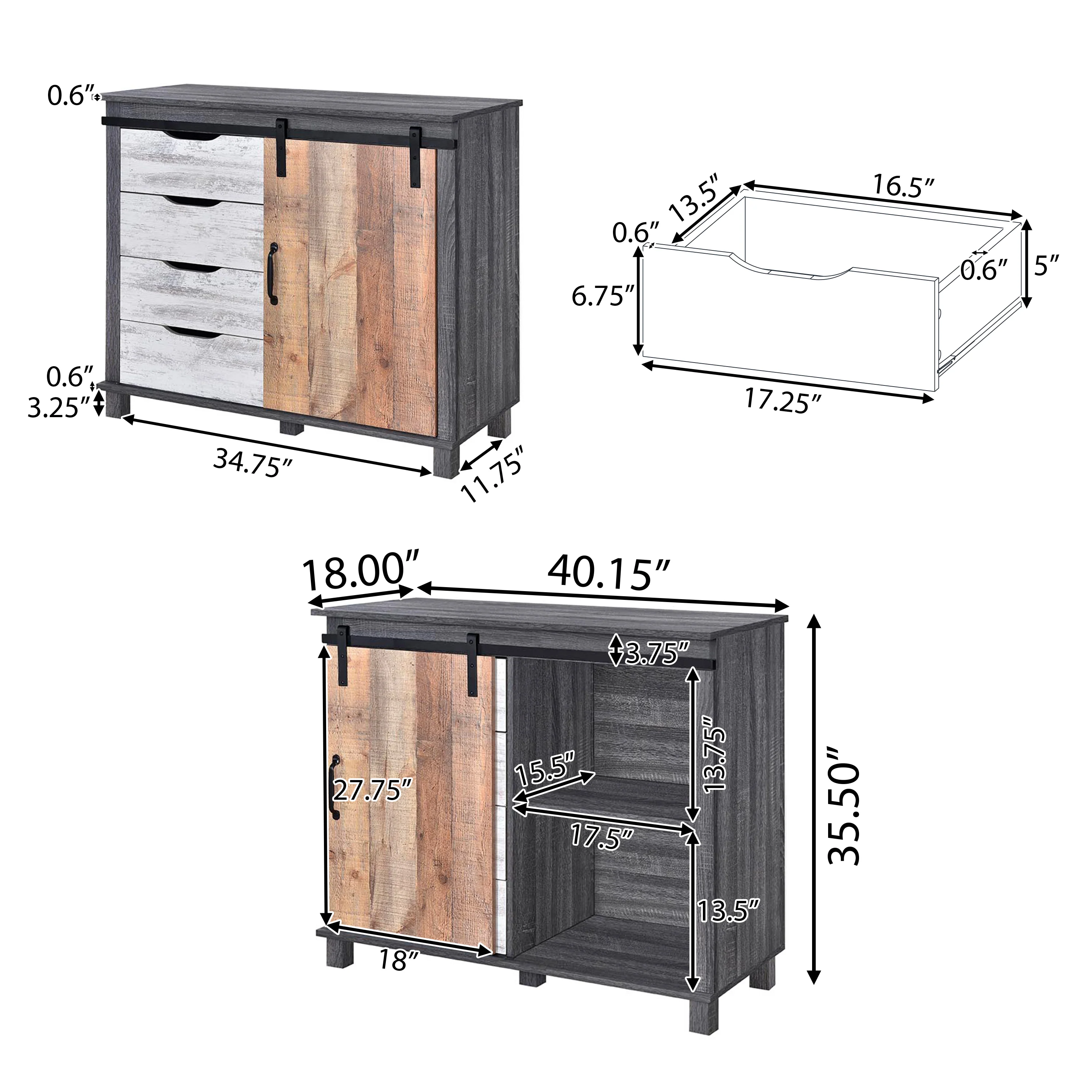 Hennepin Faux Wood Cabinet, Sonoma Gray Oak, White Oak, Yosemite Oak - furnishings