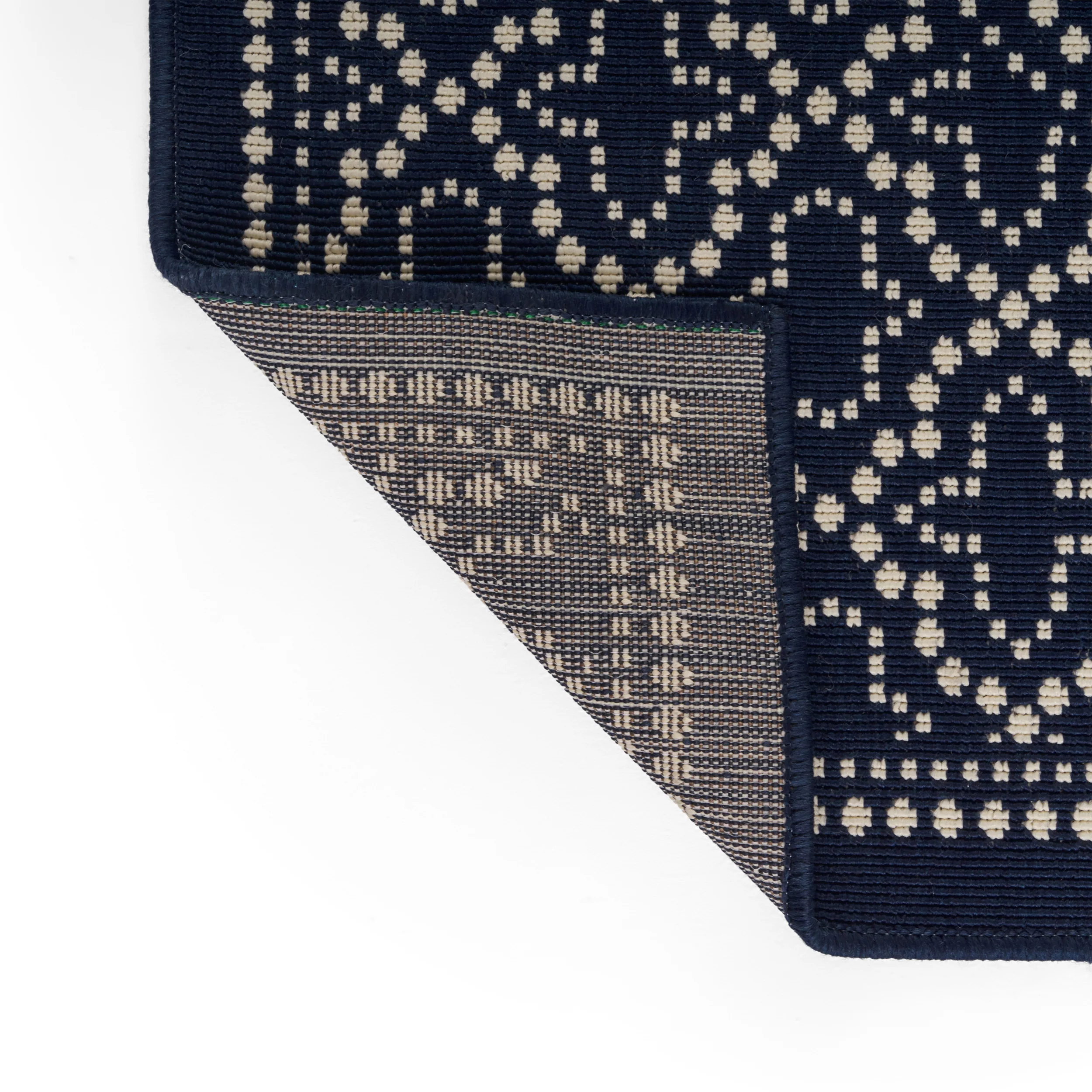Madeline Outdoor Border Area Rug, Navy and Ivory - furnishings