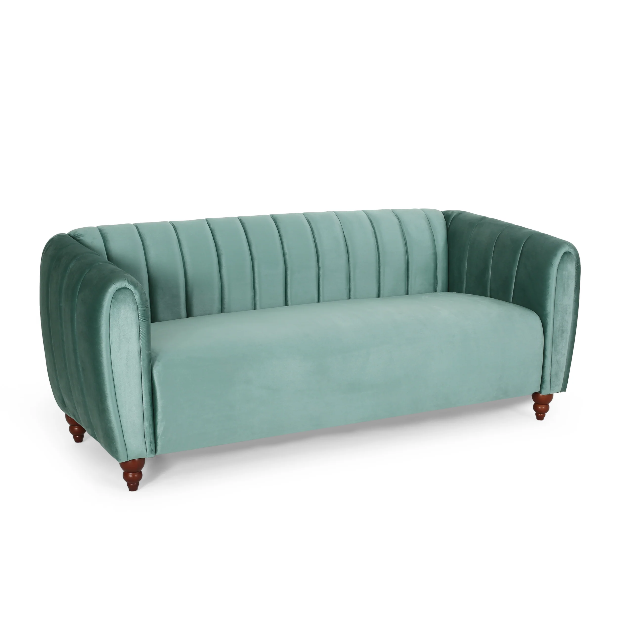Worden Modern Glam Velvet Channel Stitch 3 Seater Sofa - furnishings