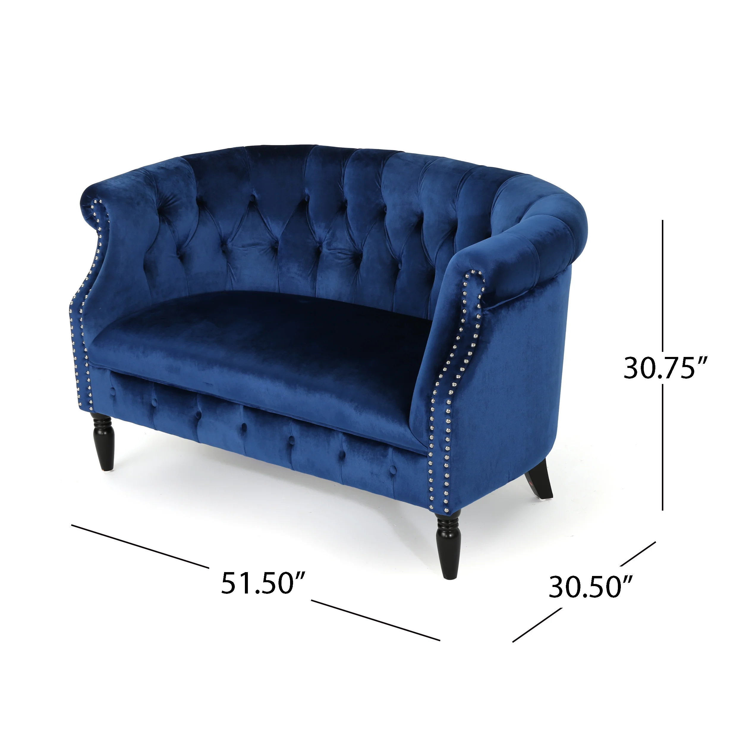 Melaina Tufted Scroll Arm New Velvet Loveseat - furnishings
