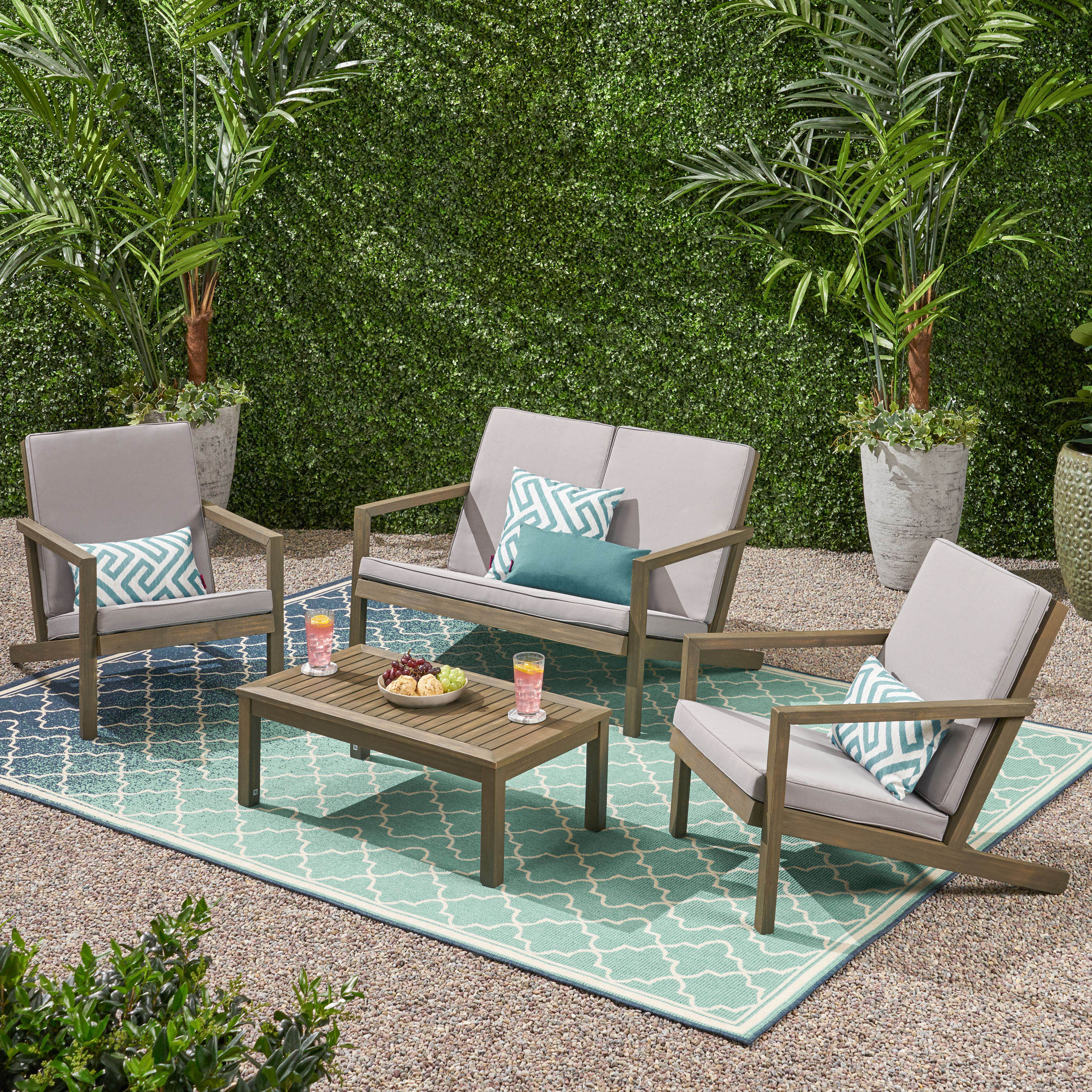 Camryn Outdoor 4 Seater Chat Set with Cushions - furnishings