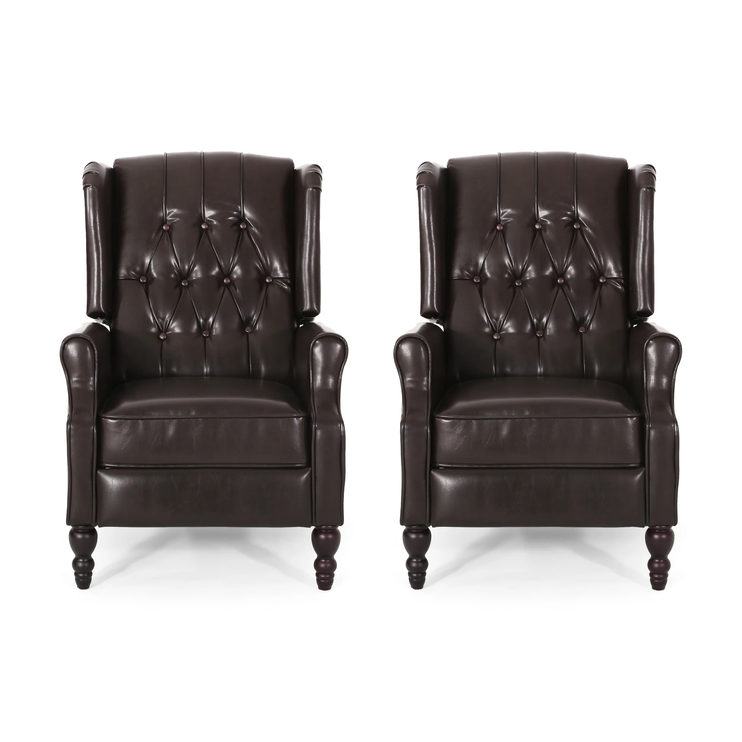 Elizabeth Contemporary Tufted Bonded Leather Recliner (Set of 2) - furnishings