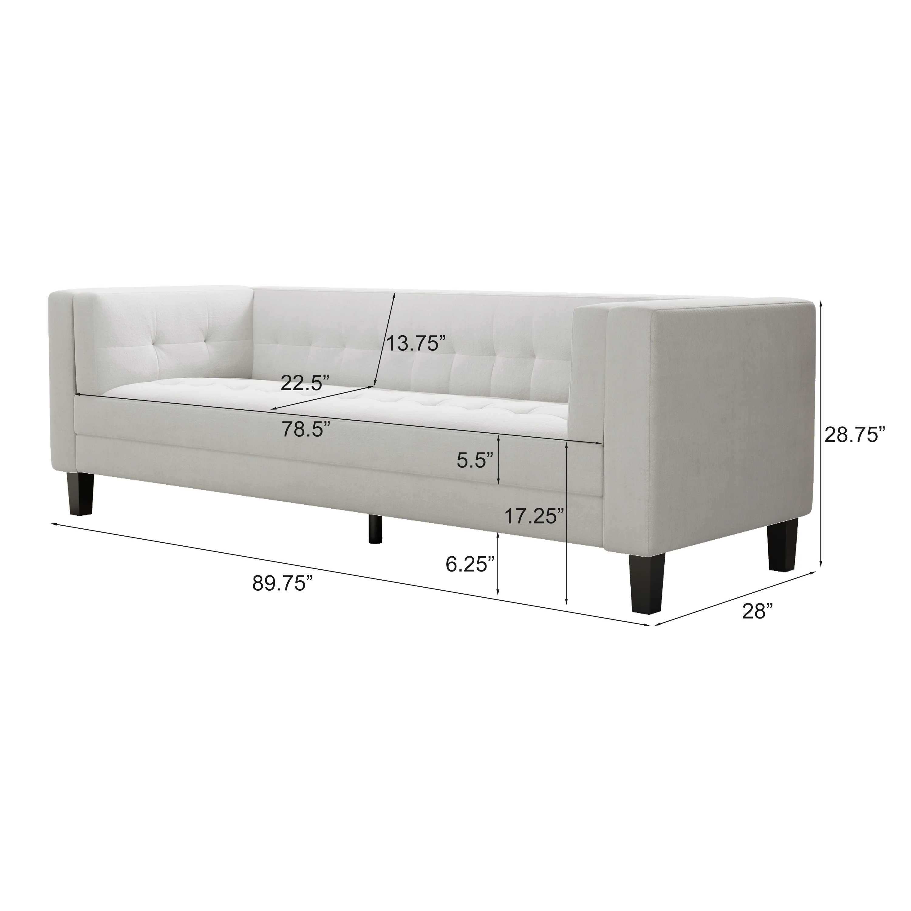 Sororia Velvet 3-Seater Low Profile Sofa - furnishings