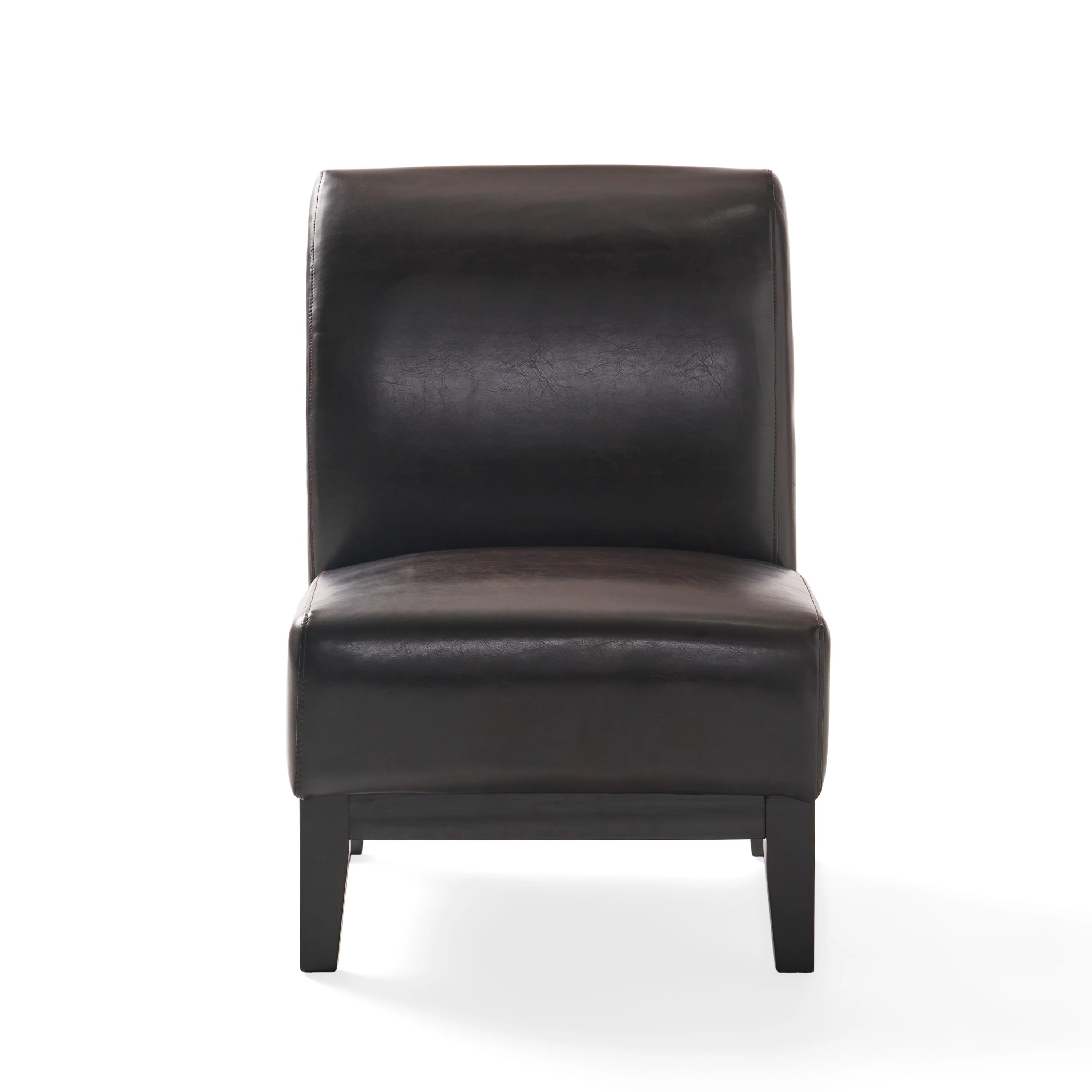 Brakar Contemporary Brown Leather Slipper Chair - furnishings