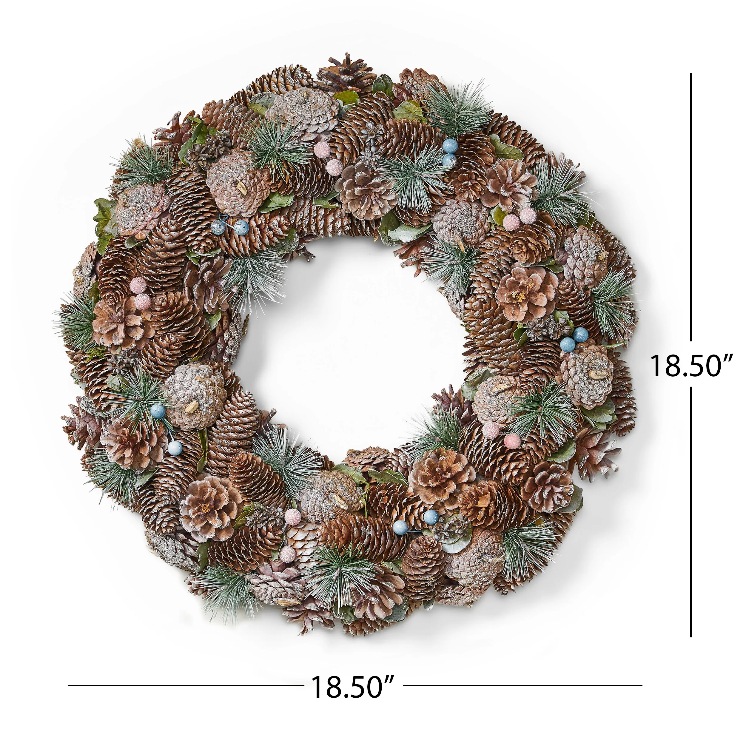 18.5 Inch Artificial Pinecone and Glitter Christmas Wreath - furnishings