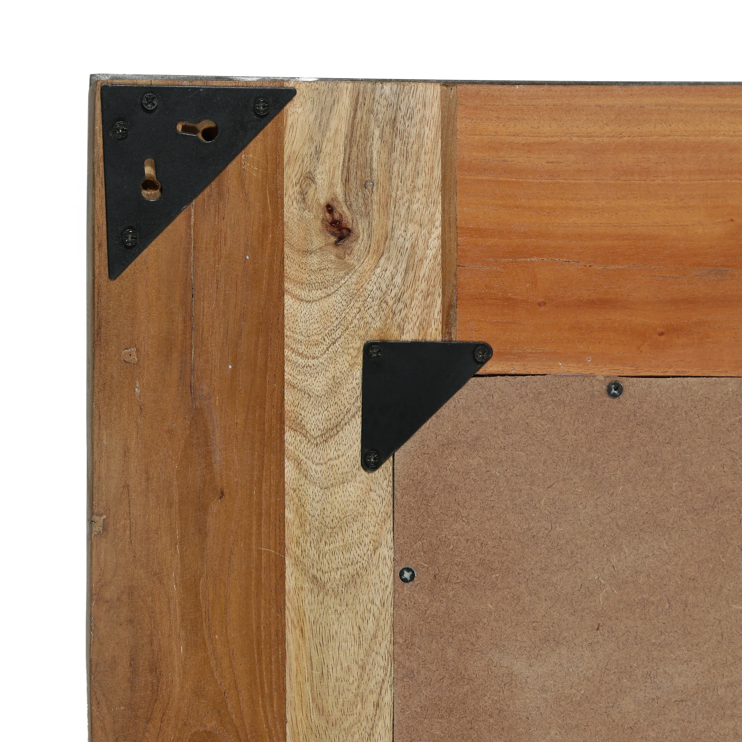 Vilamari Modern Industrial Handmade Wood Wall Mirror, Natural - furnishings