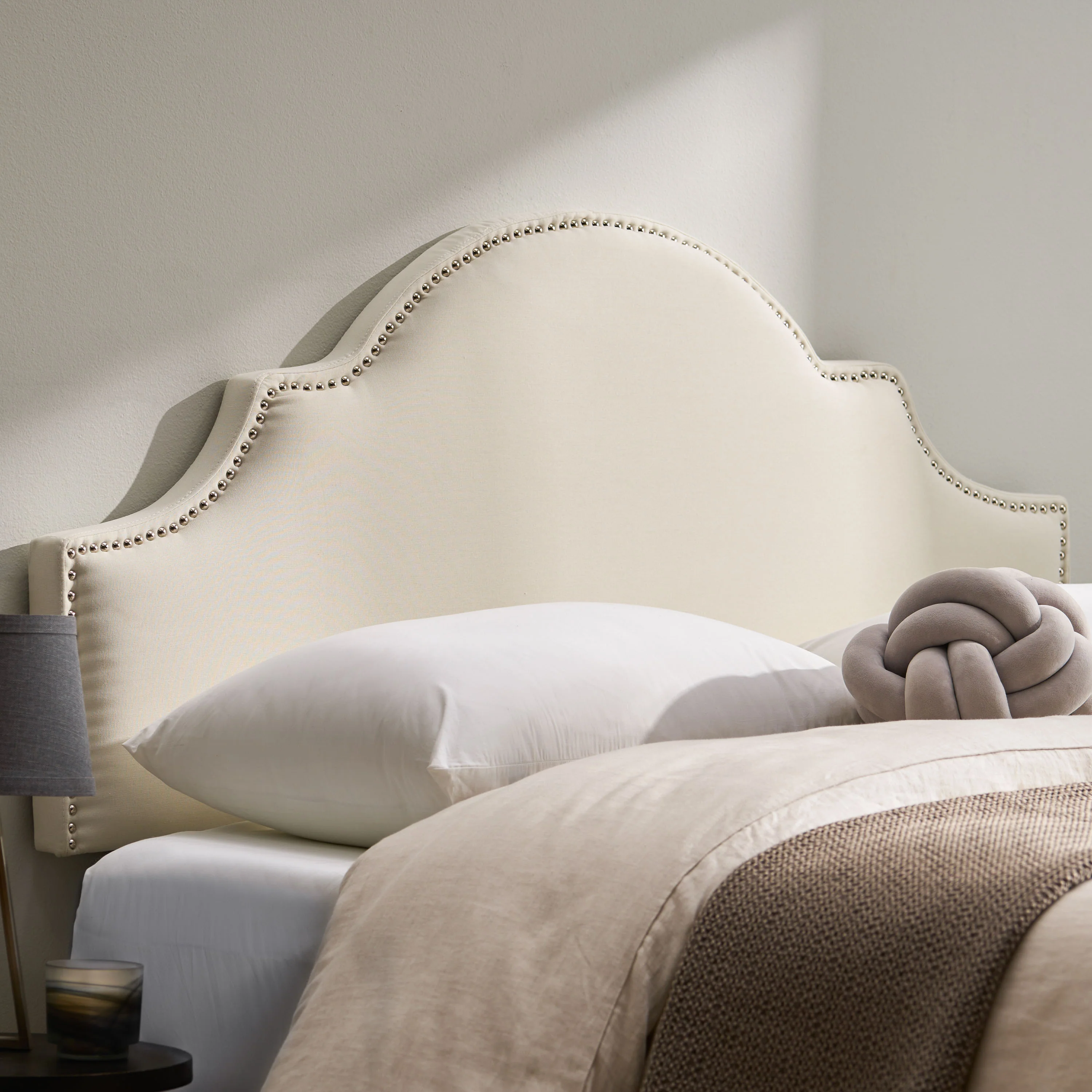 Gwenyth Studded Border Fabric Queen/Full Headboard - furnishings