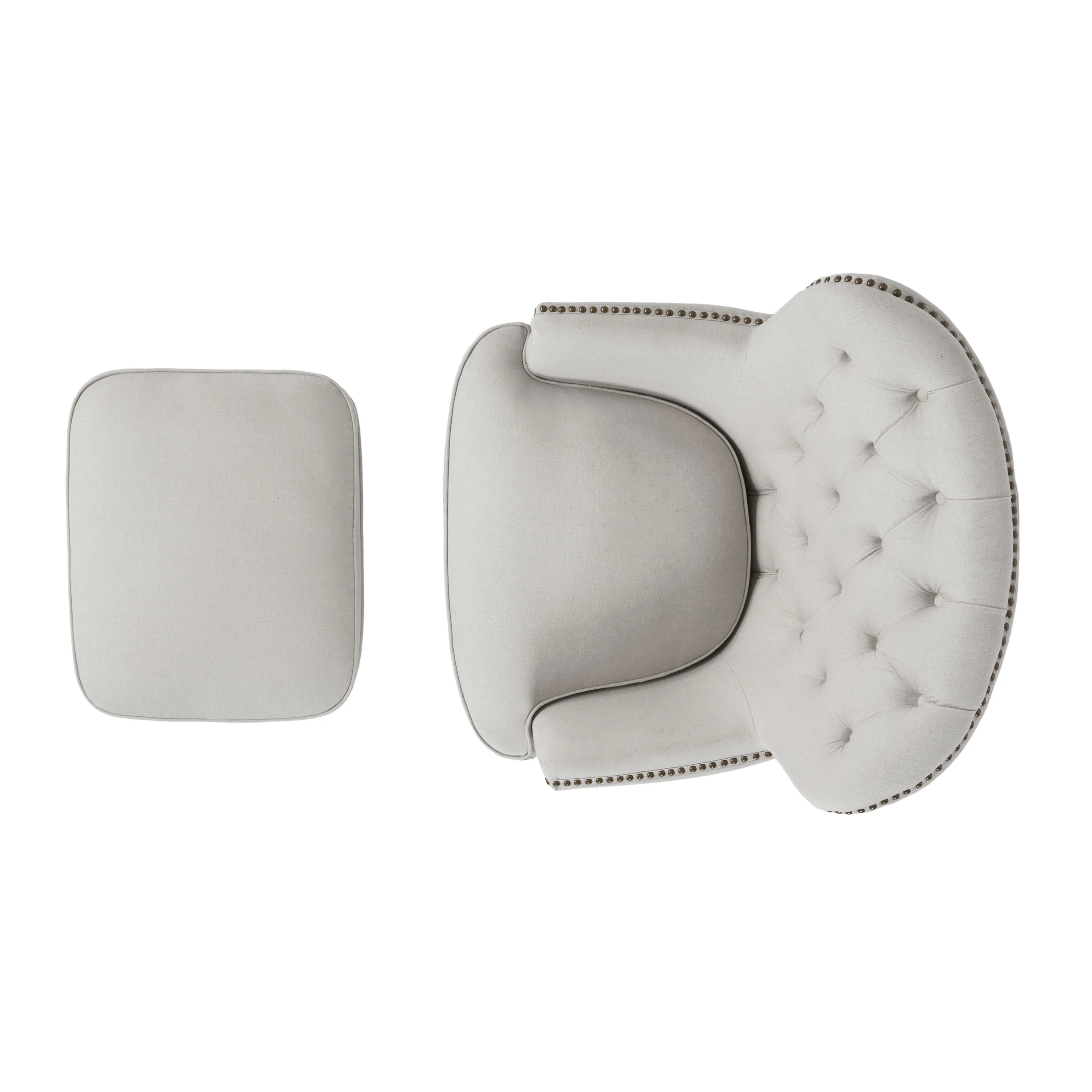 Teton Button Tufted Upholstered Club Chair With Footstool - furnishings