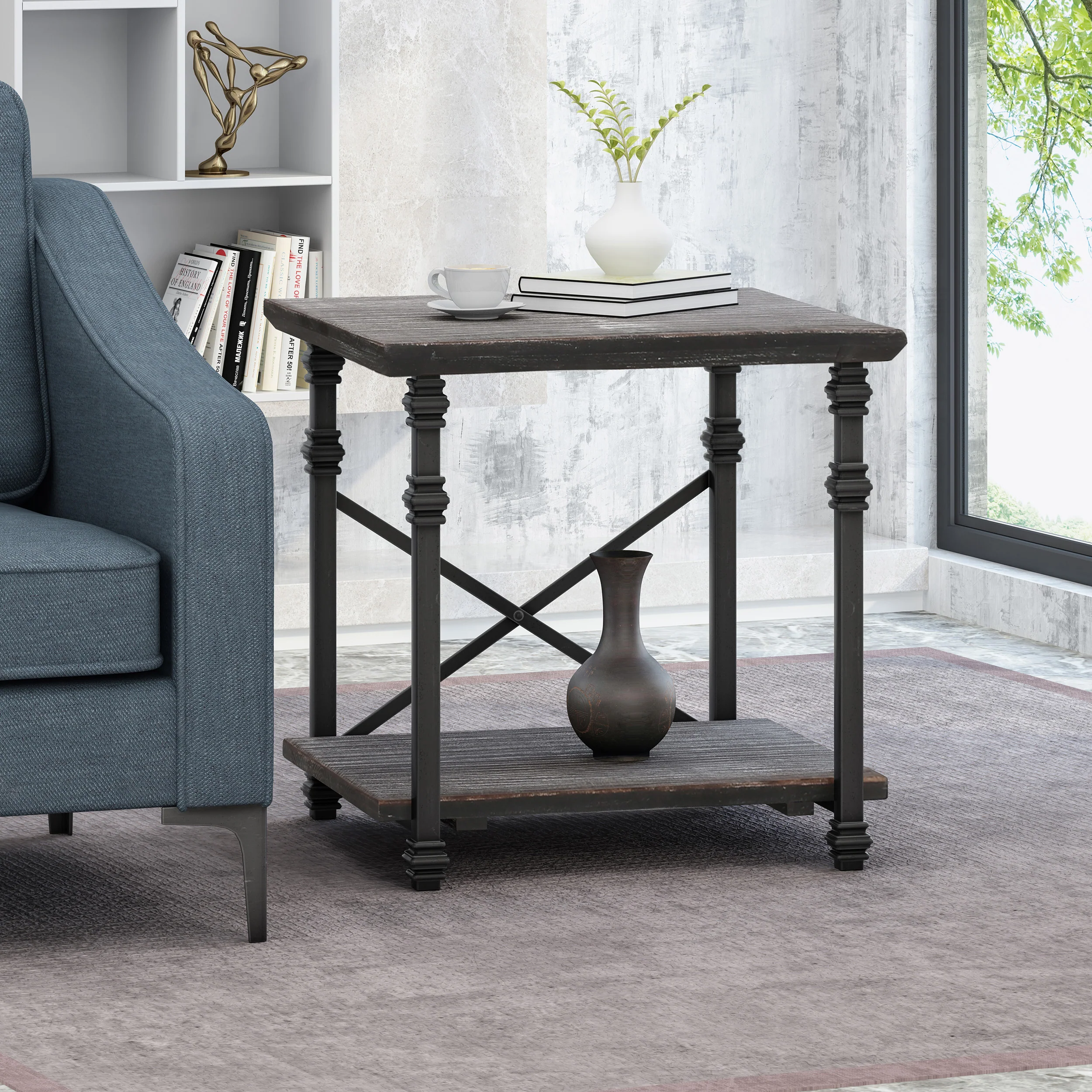 Mckynna Modern Industrial End Table - furnishings