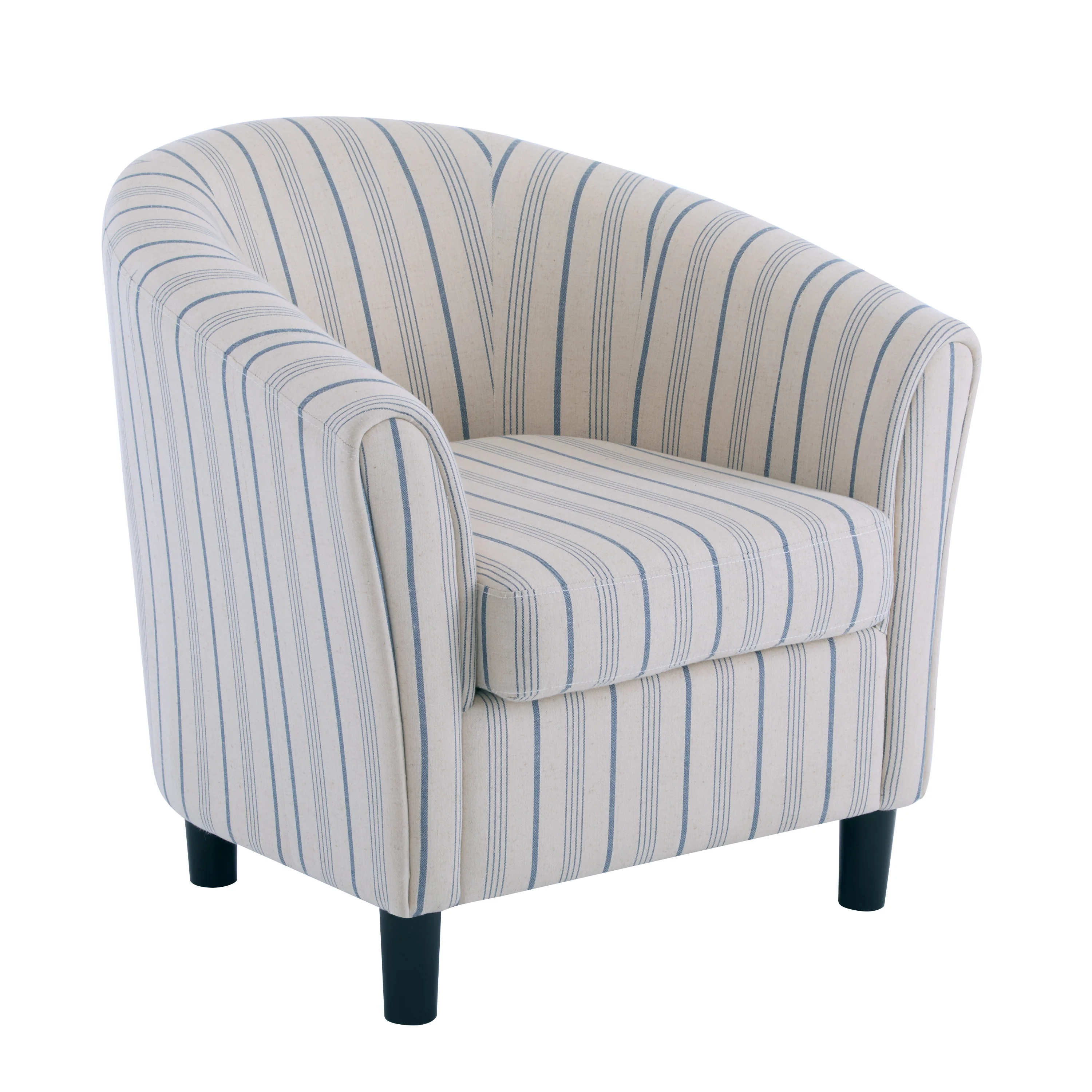 Willowa Indoor Beige and Blue Stripe Fabric Club Chair - furnishings