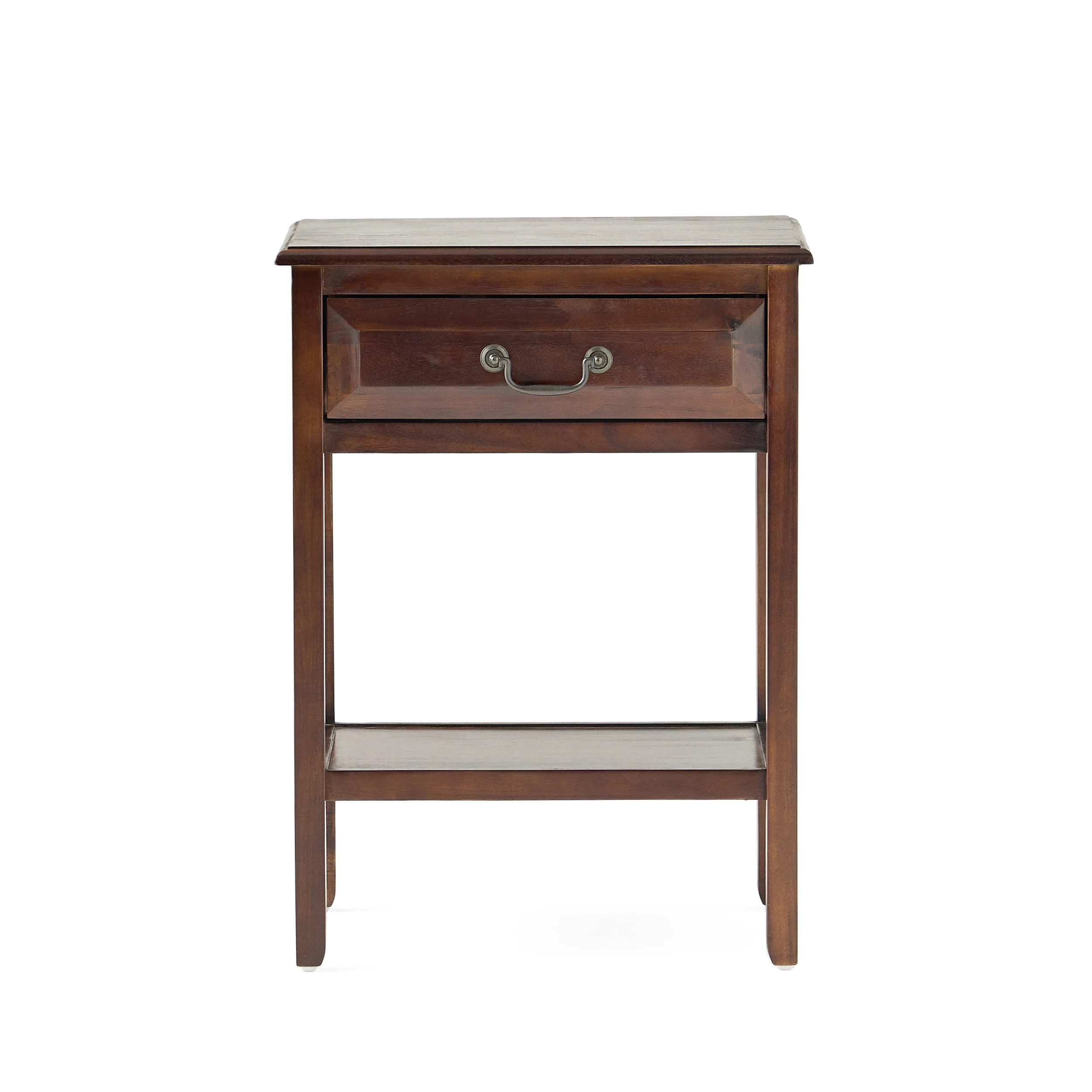 Noah Traditional Brown Mahogany Acacia Wood Accent Table with Top Drawer - furnishings