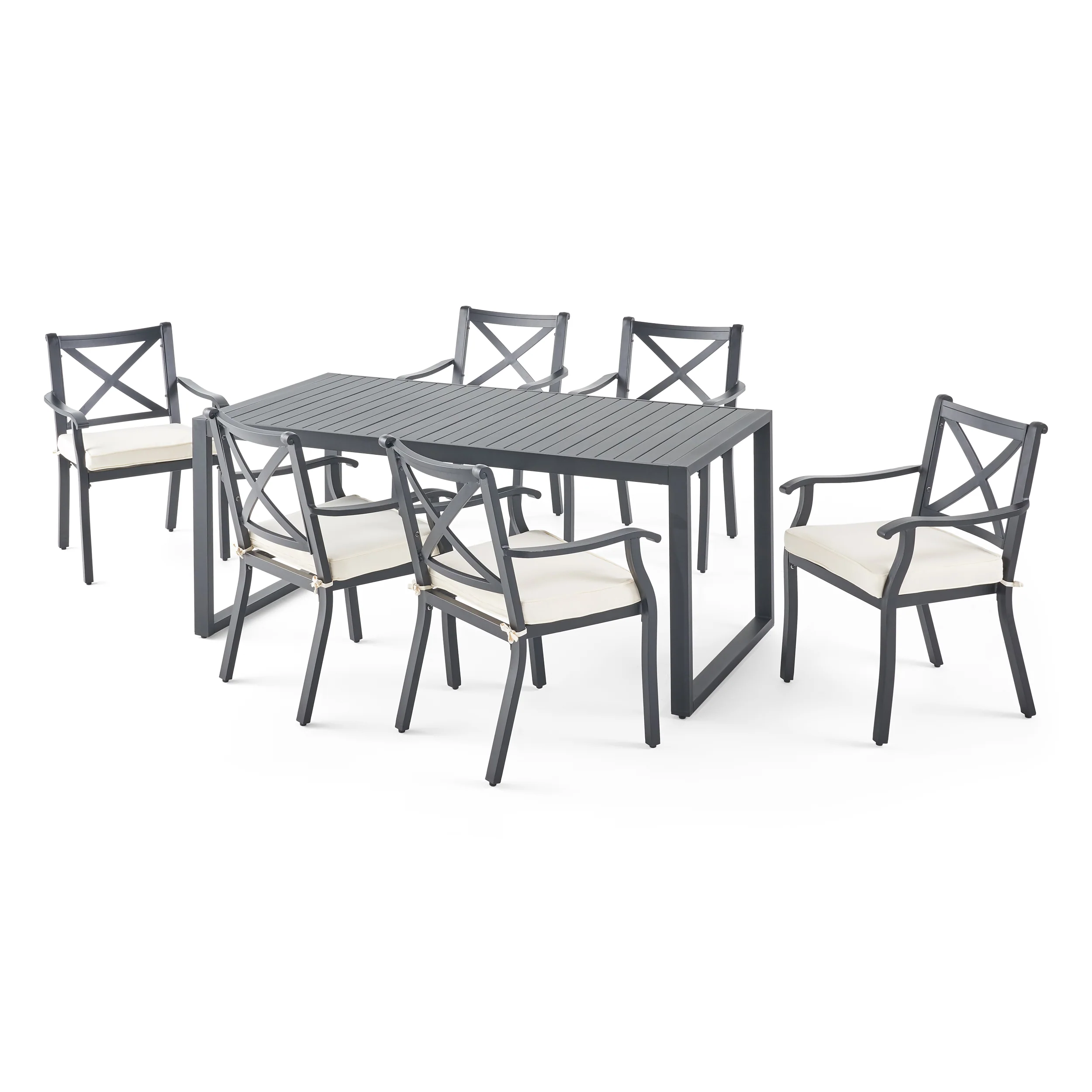 Nealie Outdoor 6 Seater Aluminum Dining Set - furnishings