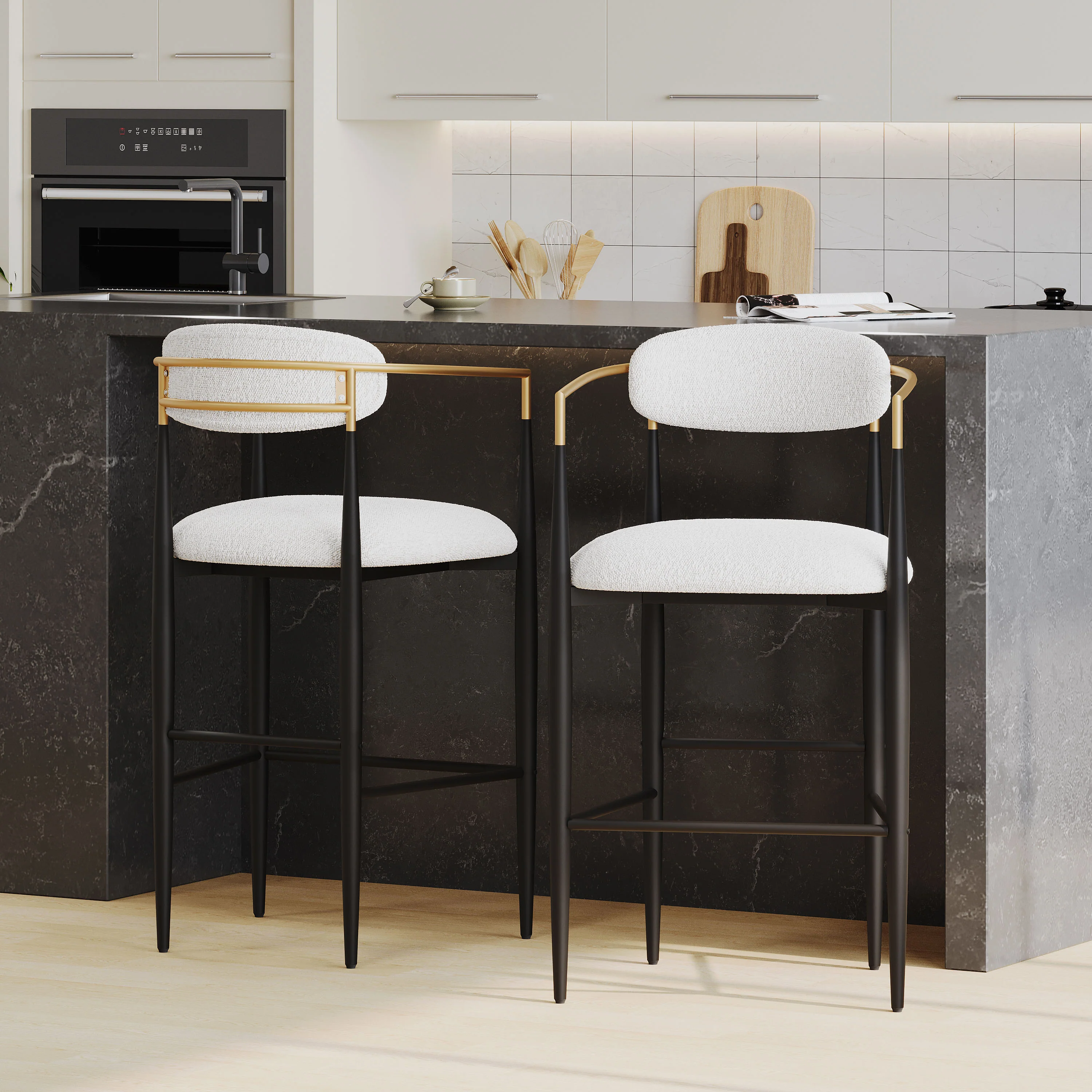 Camas Zephyr Indoor Fabric Barstool Set of 2 - furnishings