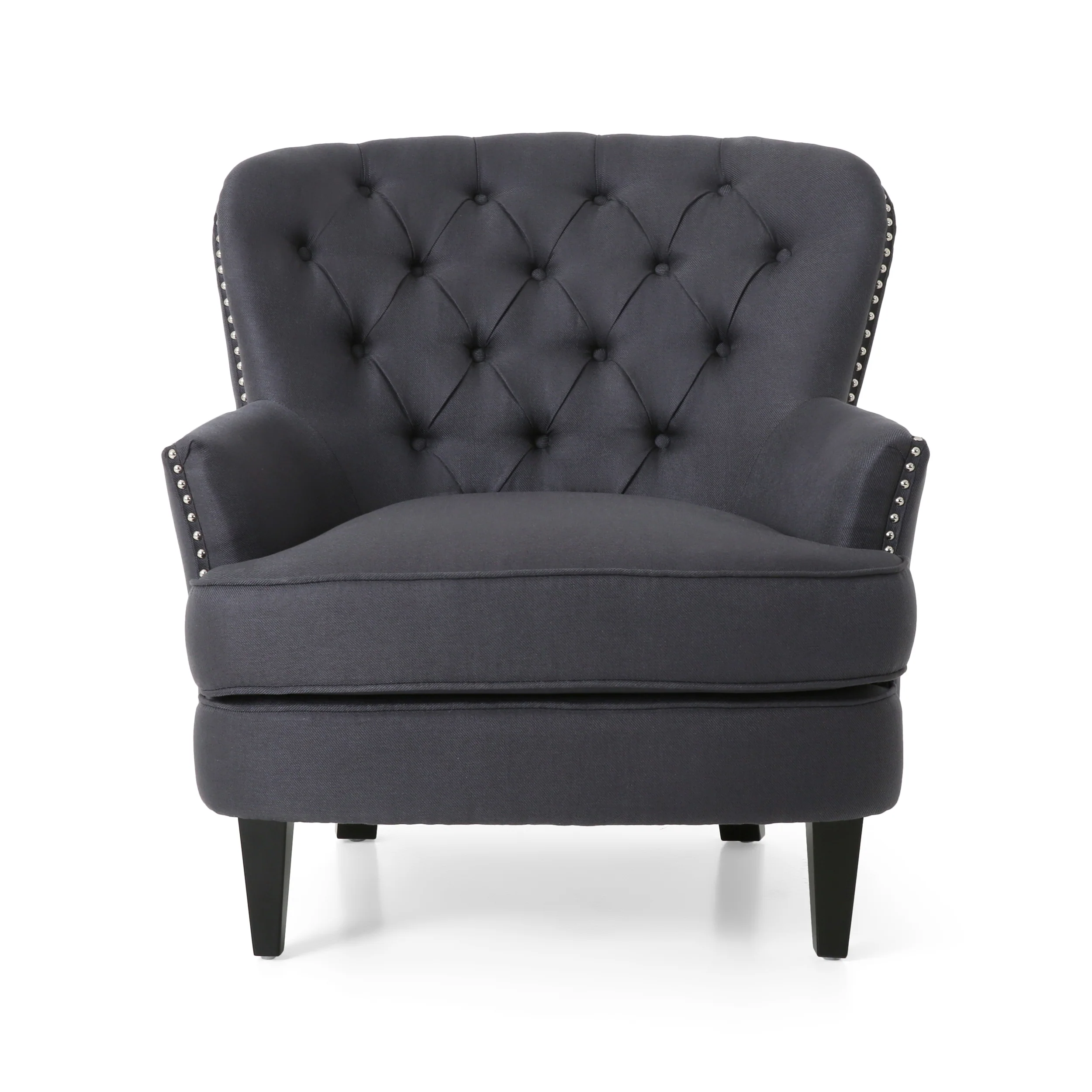 Jaxen Contemporary Tufted Fabric Club Chair and Ottoman Set - furnishings