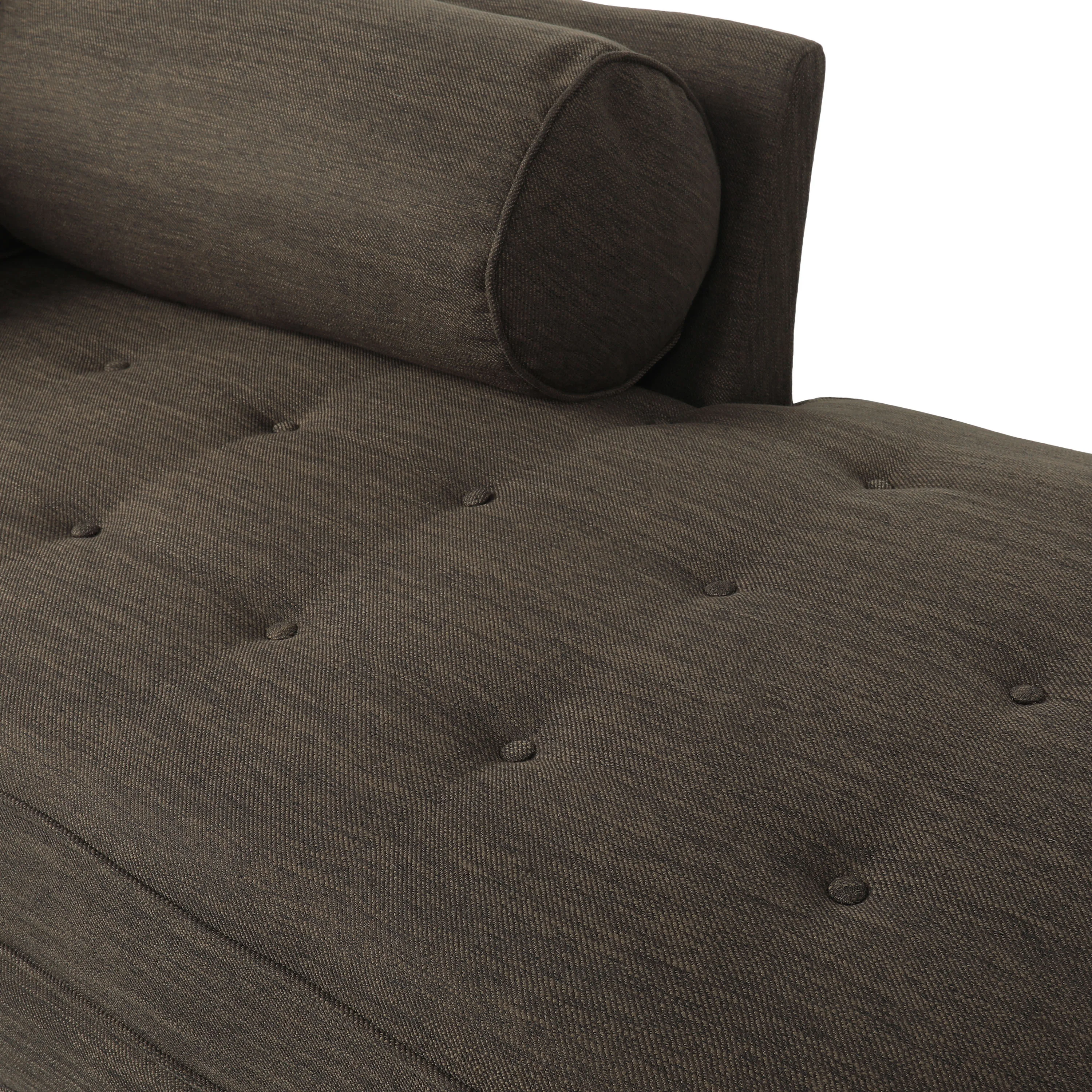 Neel Contemporary Fabric Tufted Chaise Lounge with Bolster Pillow - furnishings