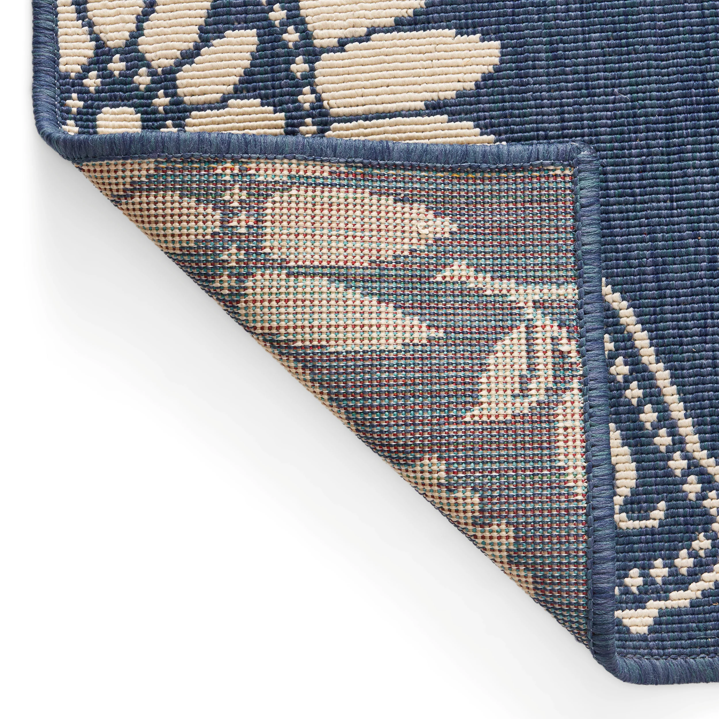 Bubles Outdoor Botanical Area Rug, Blue and Ivory - furnishings