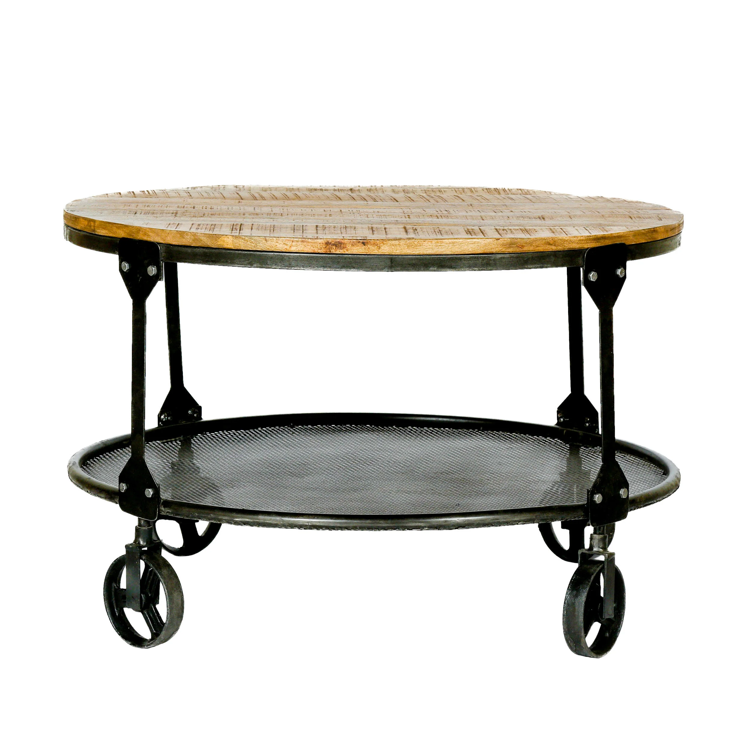 Senia Modern Industrial Handcrafted Mango Wood Coffee Table, Natural and Black - furnishings