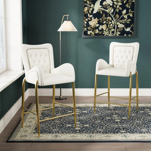 Kilmore Modern Upholstered Cushioned Velvet Counter Stool with Footrest & Tufted Back - furnishings