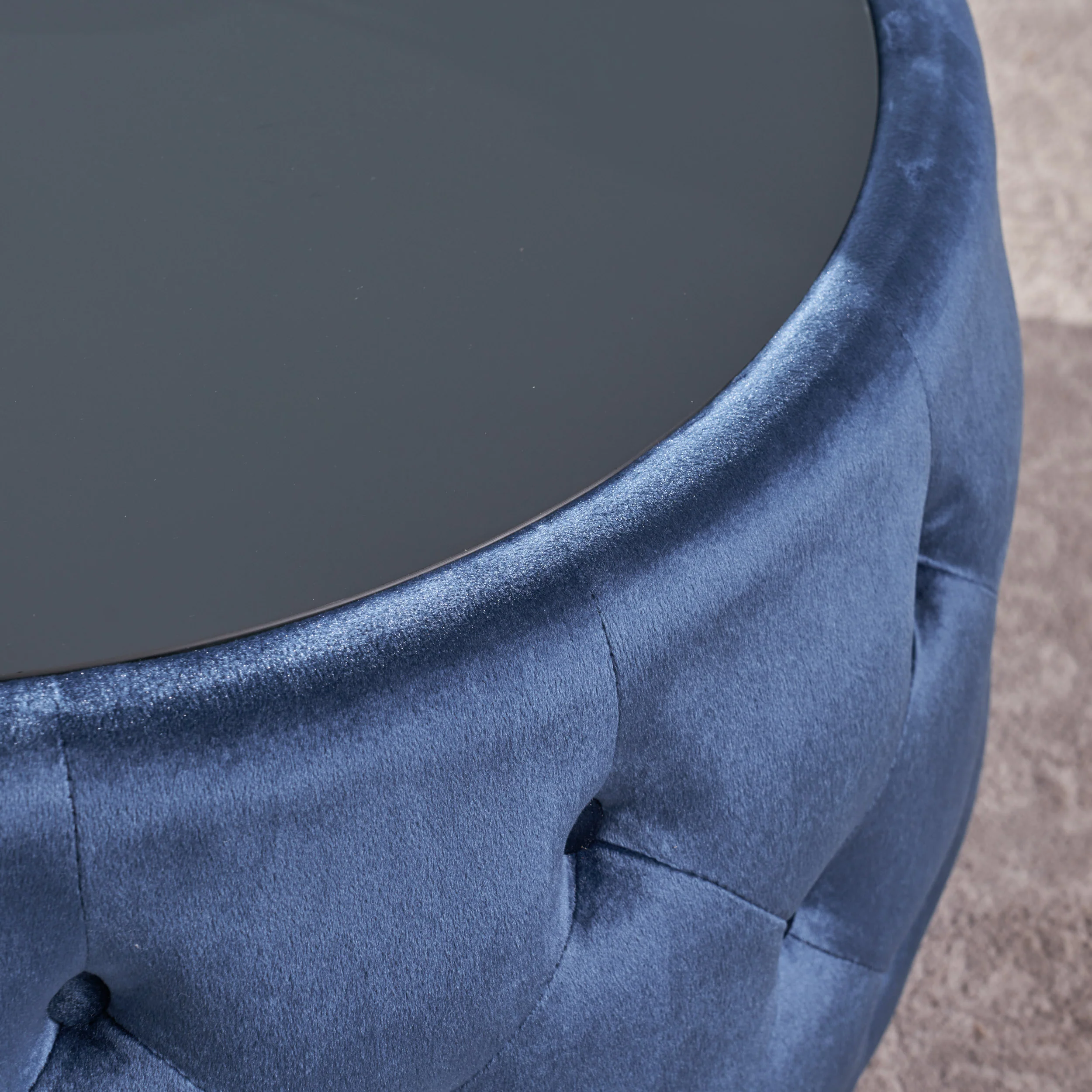 Ivy Glam Velvet and Tempered Glass Coffee Table Ottoman - furnishings