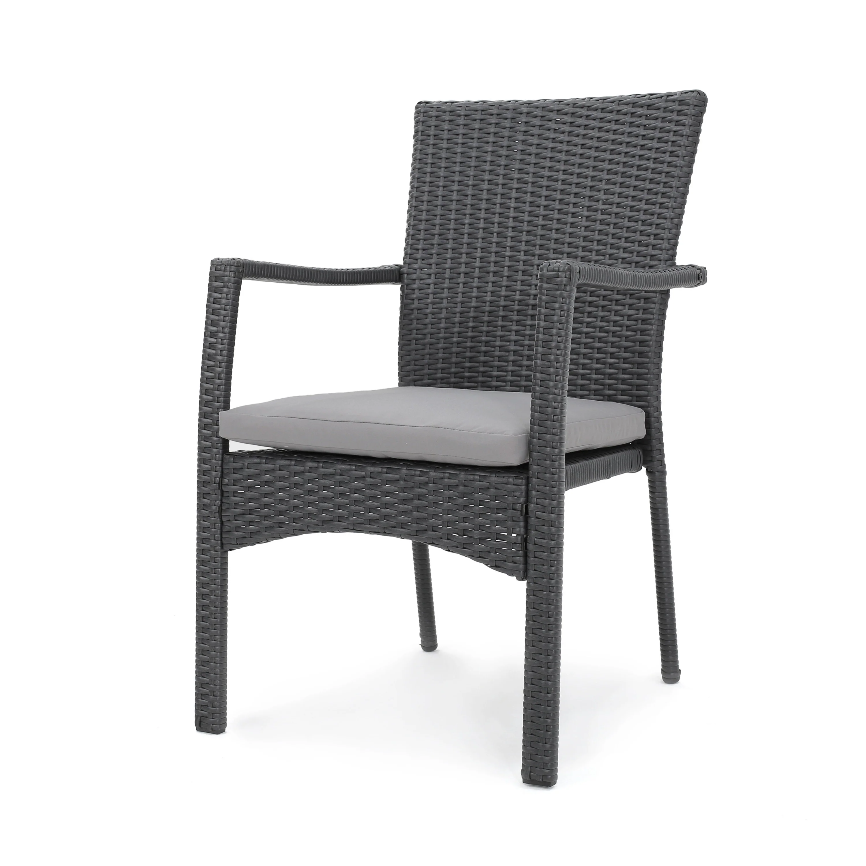 Ronnie Outdoor 7 Piece Wood and Wicker Dining Set, Gray and Gray - furnishings