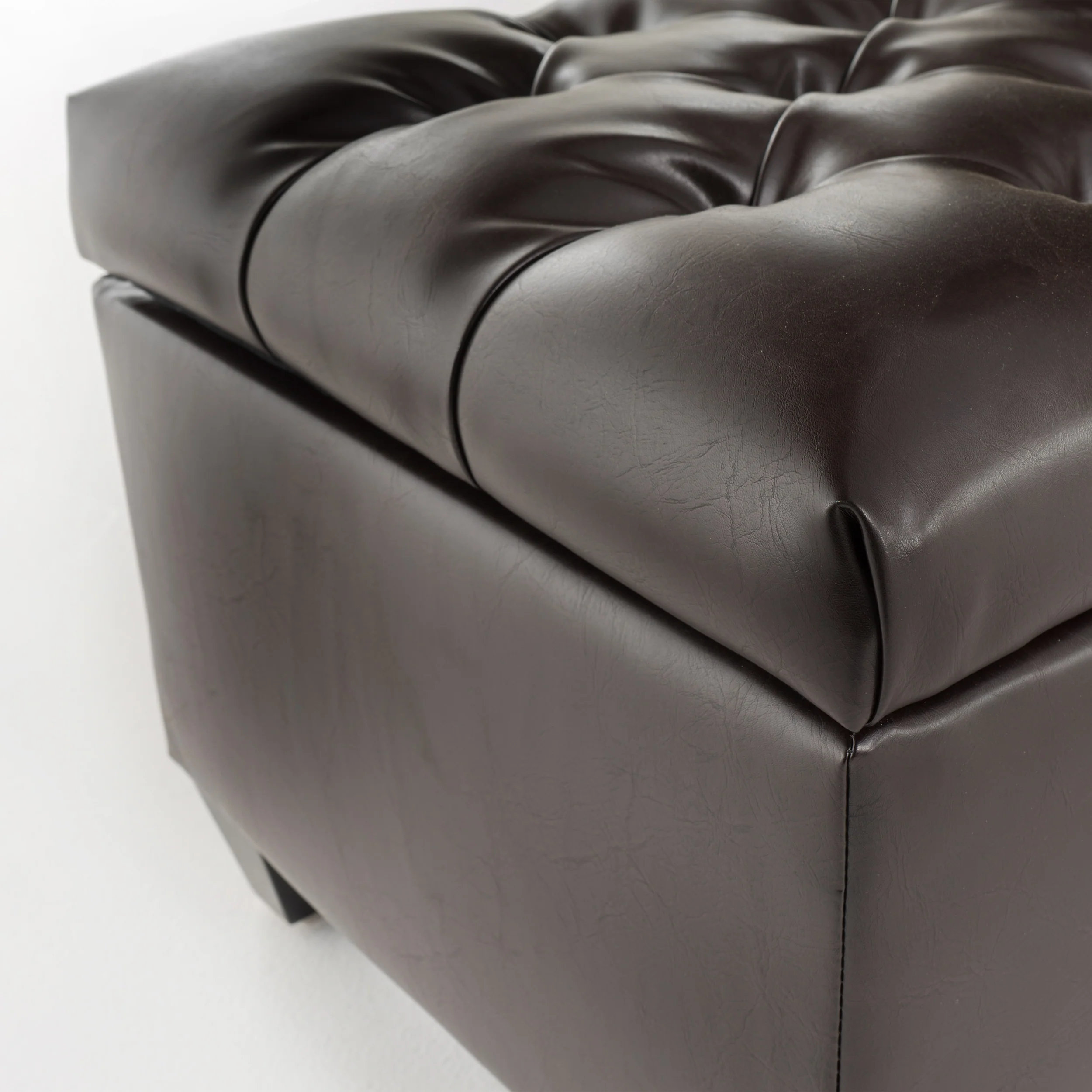 Molle Contemporary Button-Tufted Leather Storage Ottoman Bench - furnishings