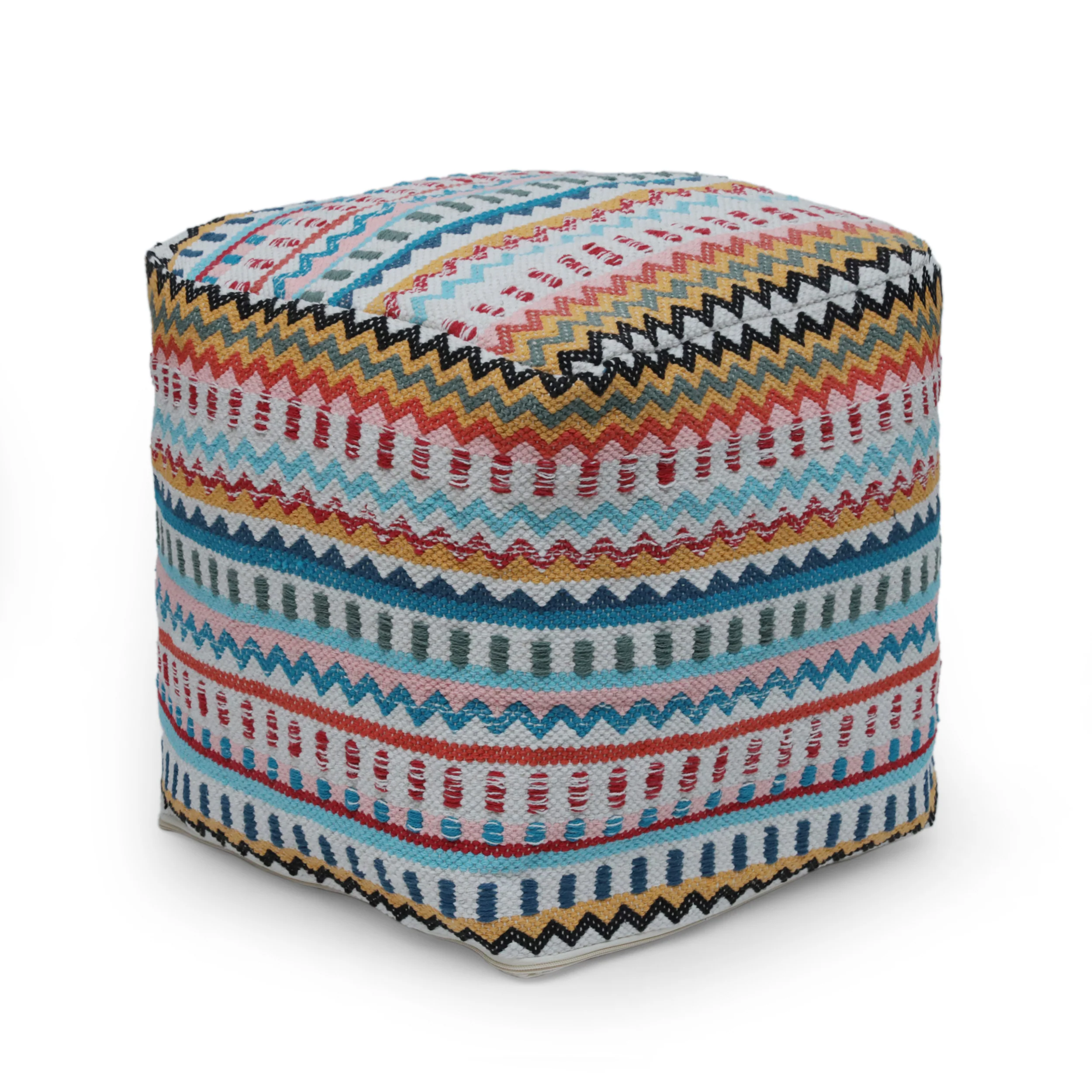 Hilliard Boho Handcrafted Peruvian Print Cube Pouf - furnishings
