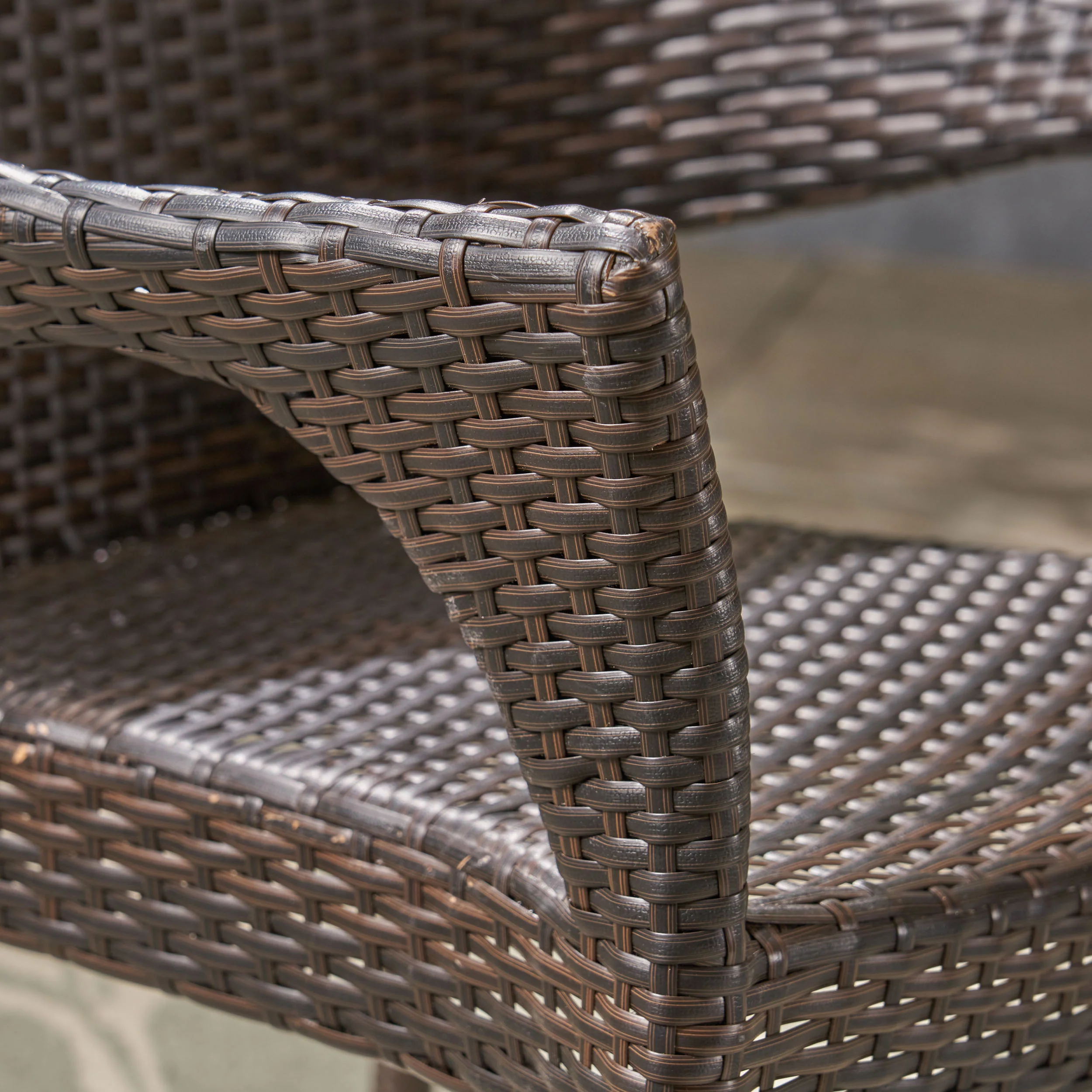 Barron Outdoor 6 Piece Dining Set with Wicker Chairs and Bench, Sandblast Teak and Multi Brown and Cream - furnishings