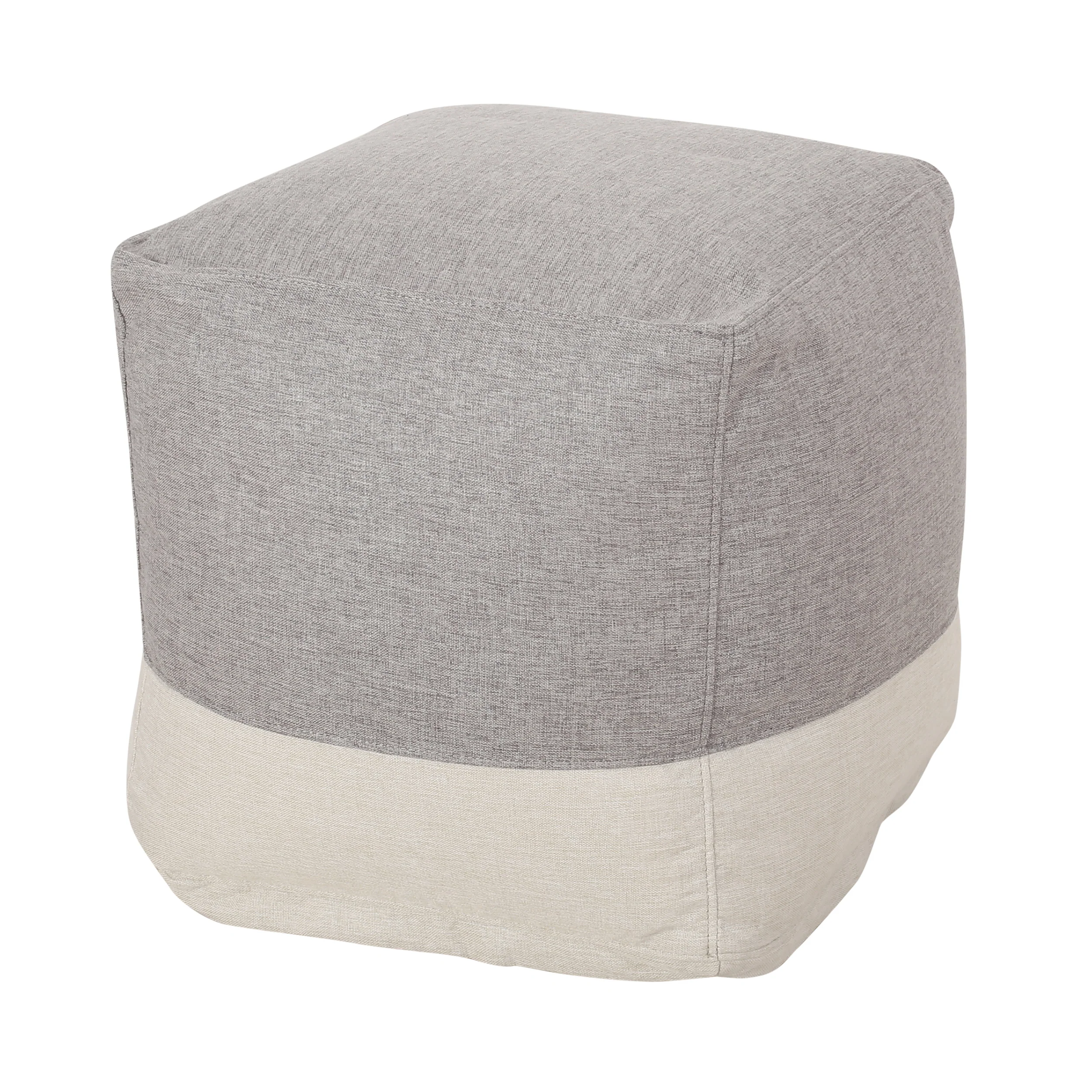 Punjab Tattnall Contemporary Two Tone Fabric Cube Pouf - furnishings
