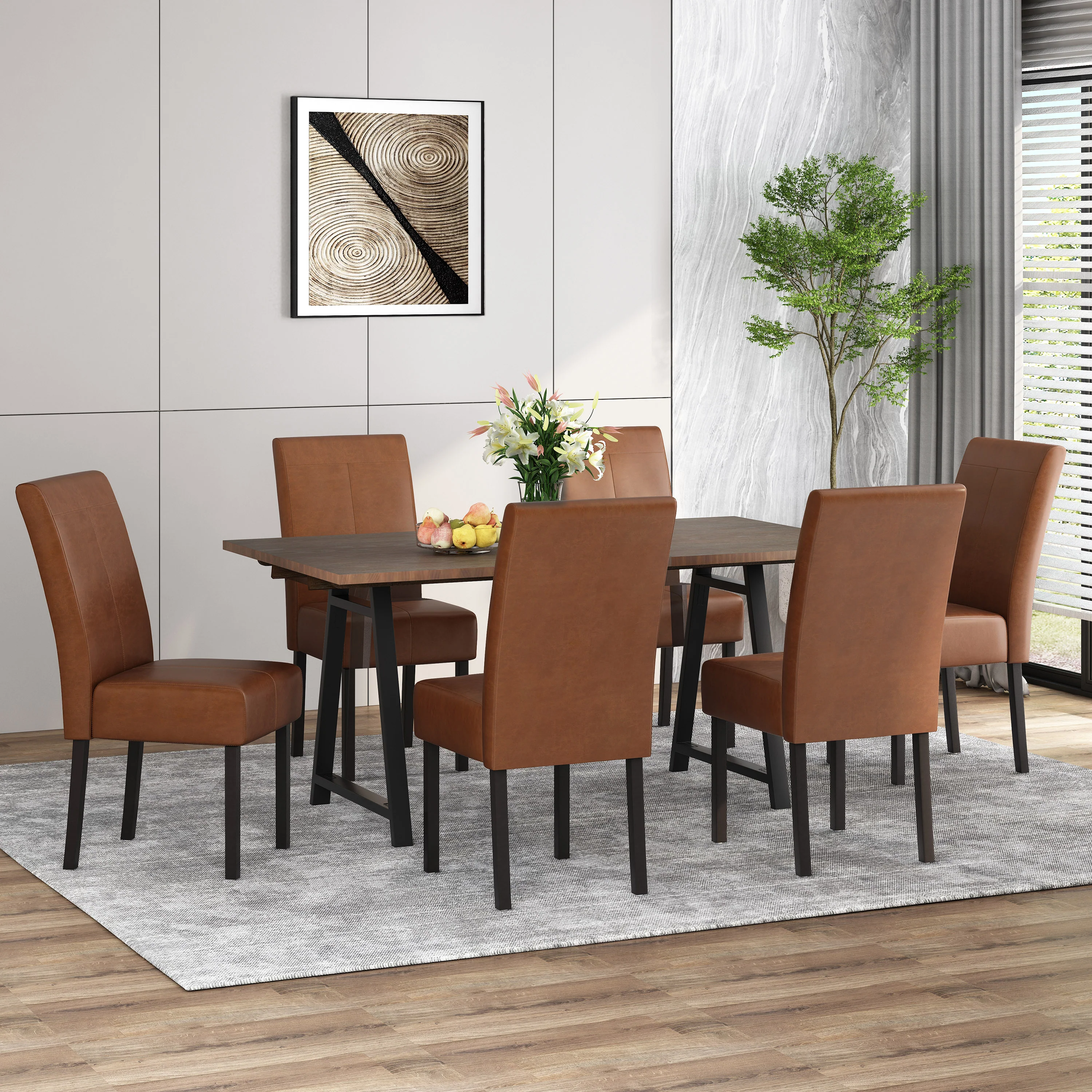 Percival Contemporary Upholstered T-Stitch Dining Chairs, Set of 6 - furnishings