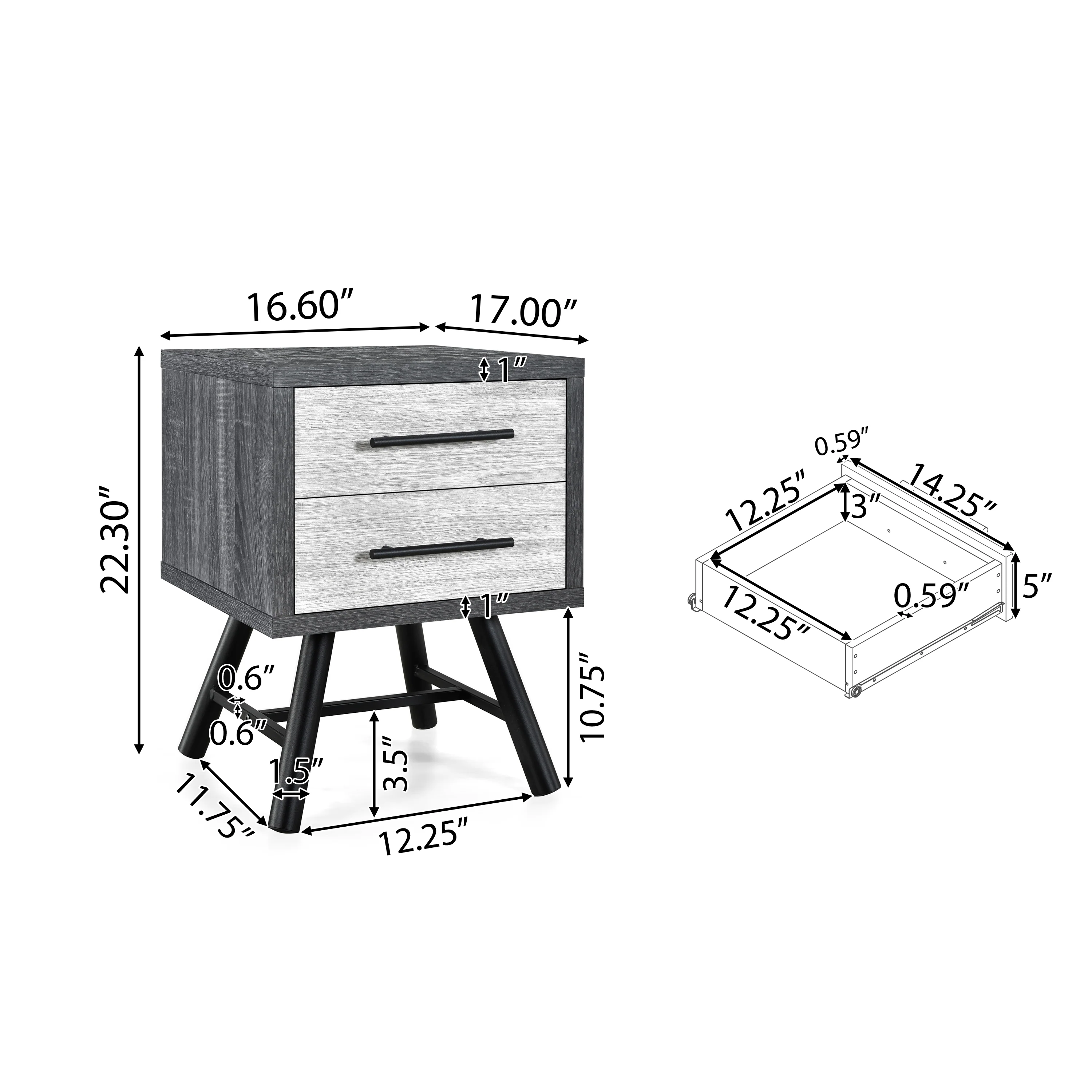 Amariana Mid-Century Modern Nightstand - furnishings