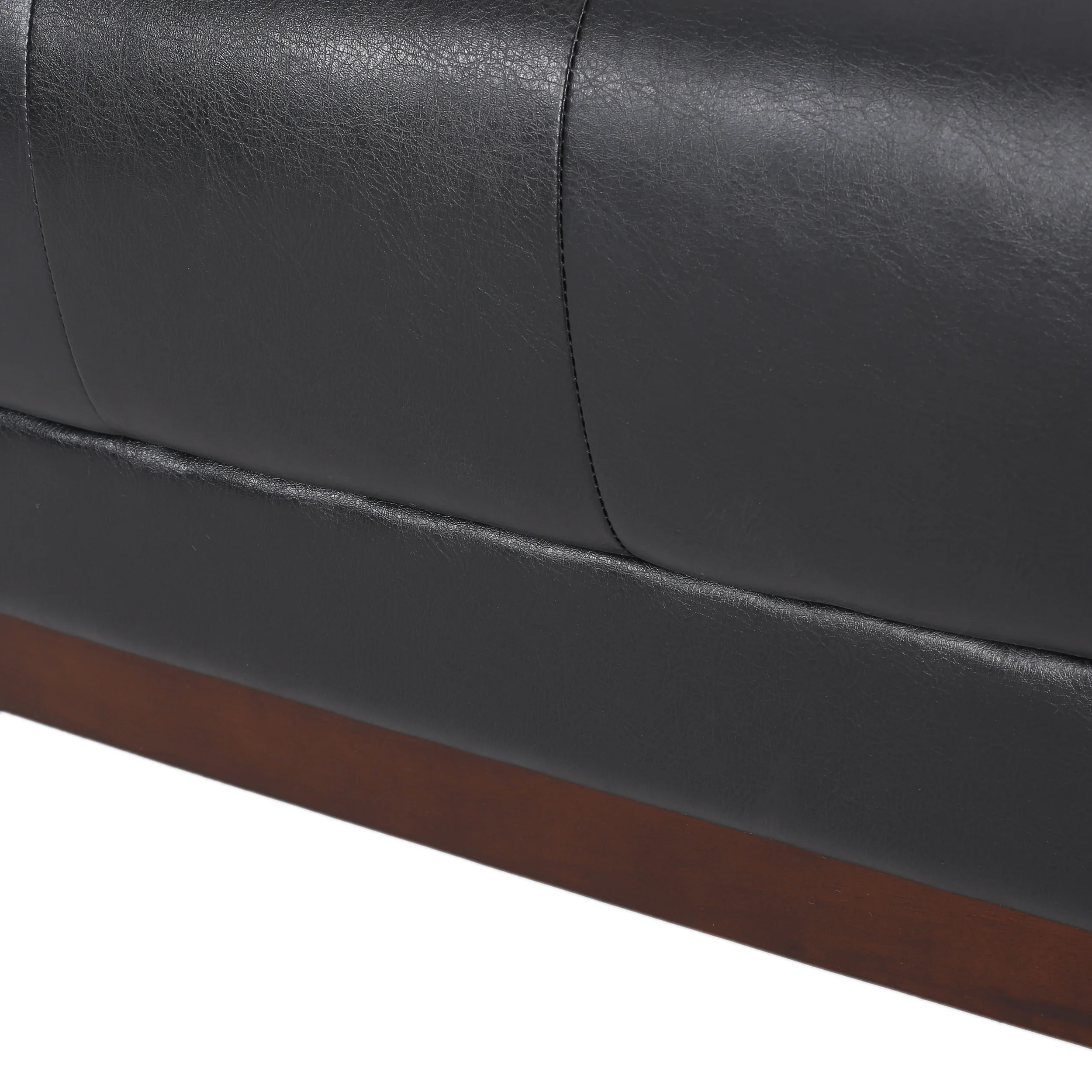 Stefan Mid Century Modern Faux Leather Tufted 3 Seater Sofa - furnishings