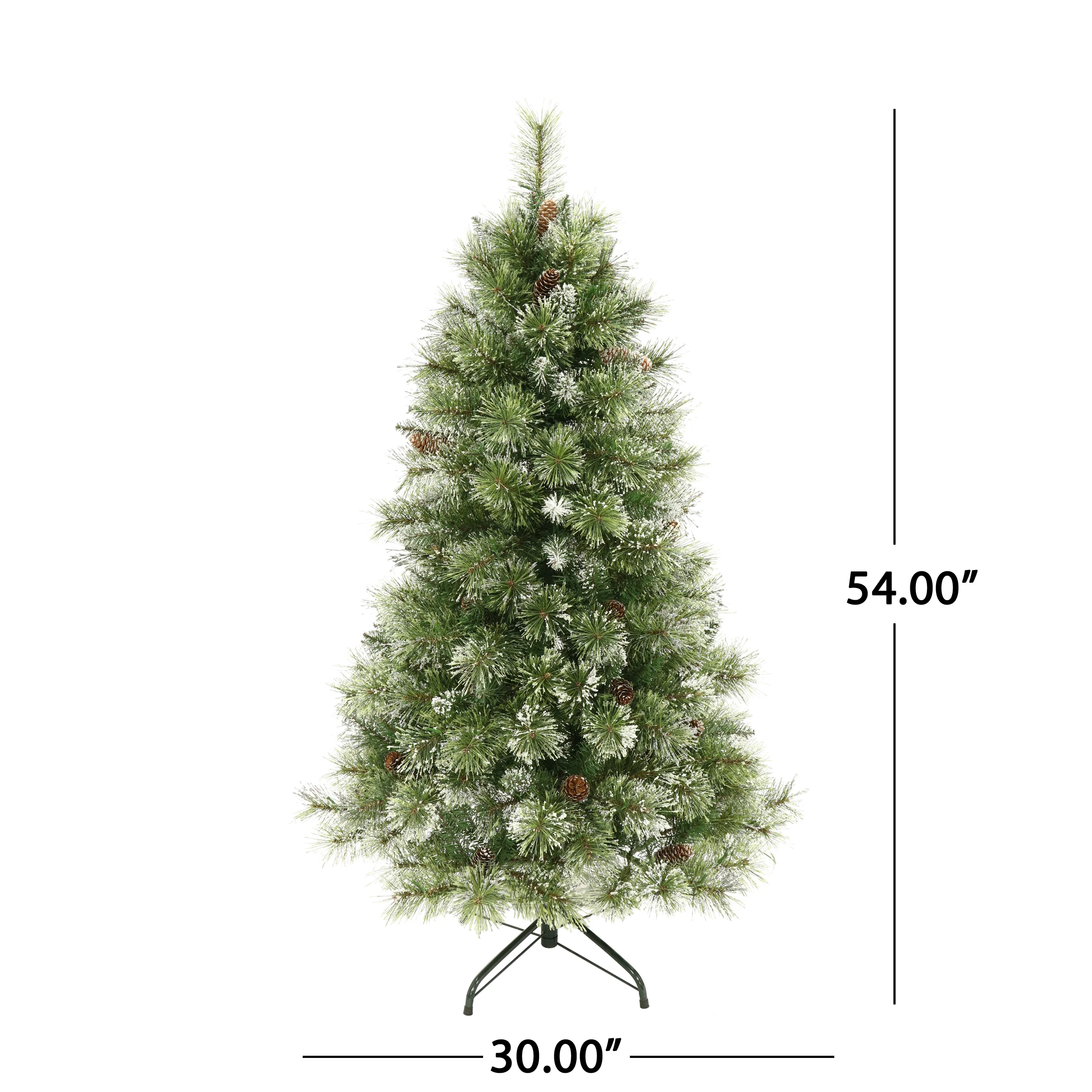 4.5-foot Cashmere Pine and Mixed Needles Pre-Lit Clear LED Hinged Artificial Christmas Tree with Snow and Glitter Branches and Frosted Pinecones - furnishings