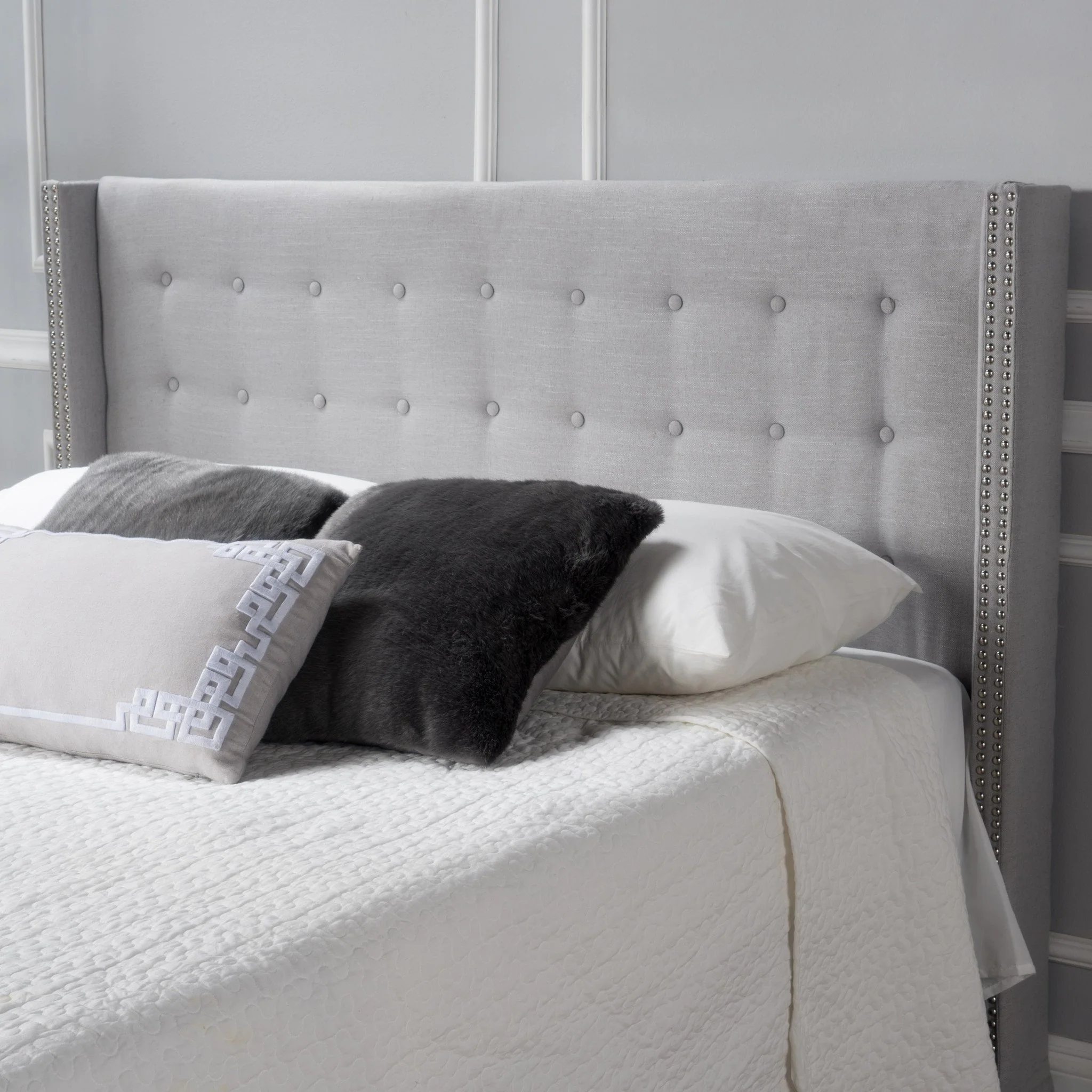 Josephine Contemporary Upholstered Queen Headboard w/ Button Tufting - furnishings