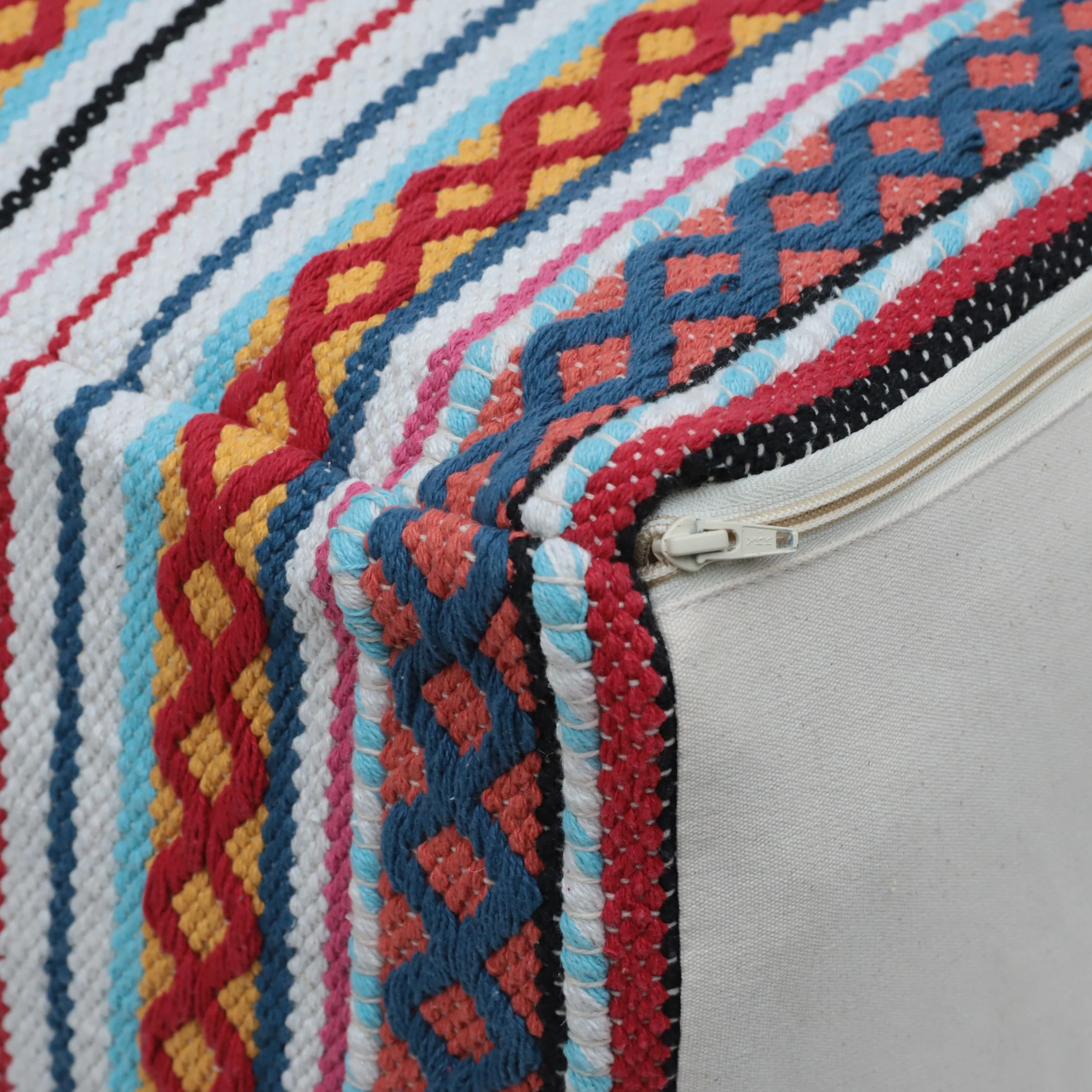 Hilliard Boho Handcrafted Peruvian Print Cube Pouf - furnishings