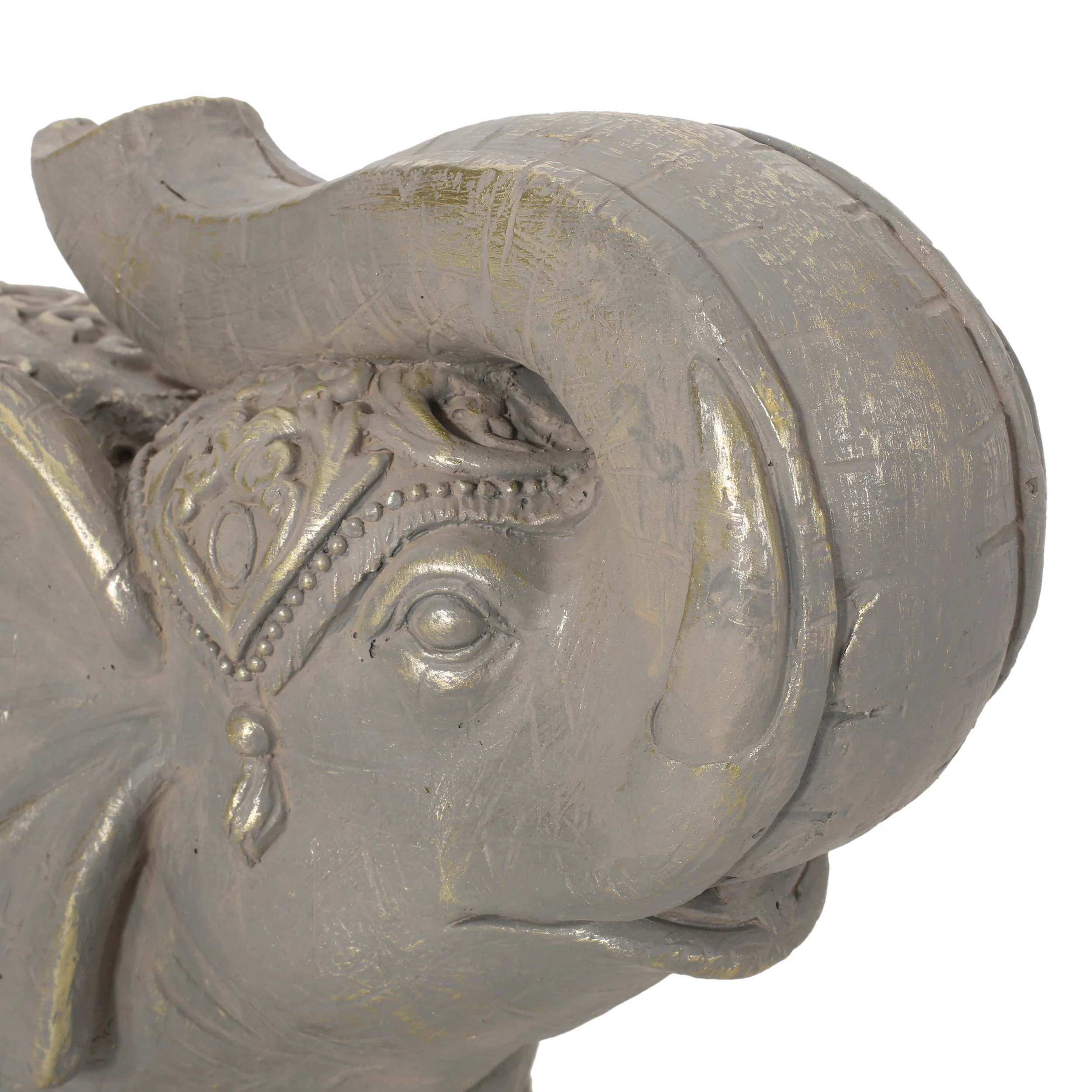 Pierpont Outdoor Elephant Garden Statue, Gray and Gold - furnishings