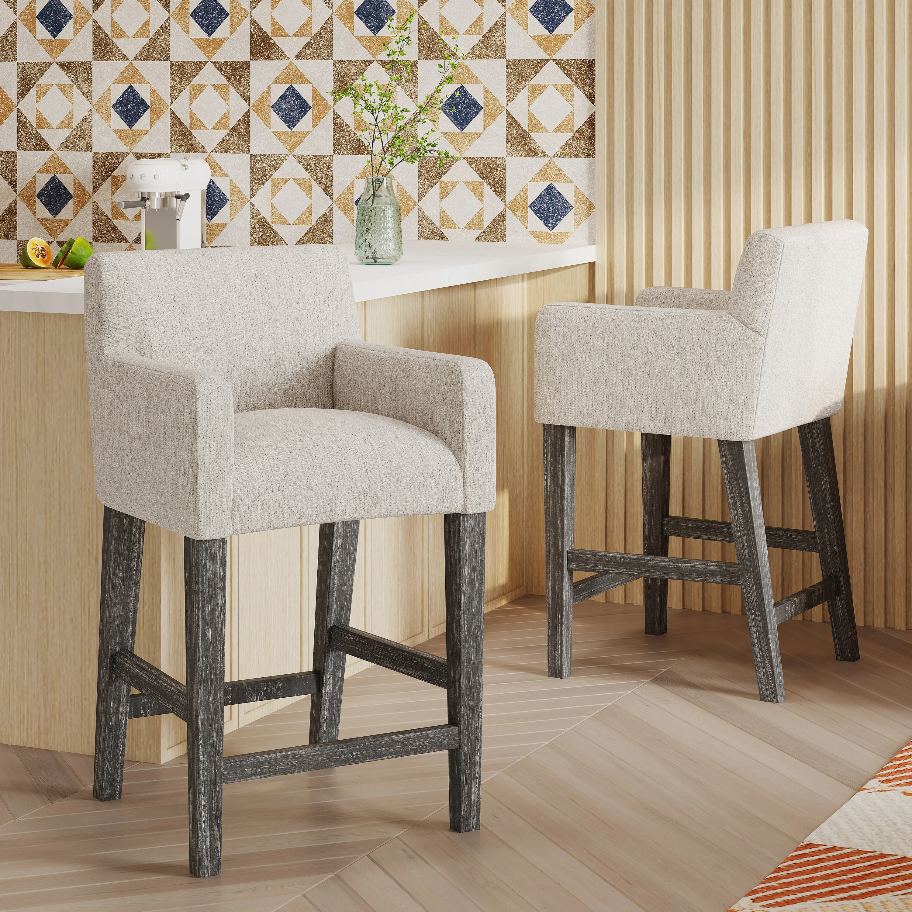 Chaparral Contemporary Fabric Upholstered Wood 26 inch Counter Stools (Set of 2) - furnishings
