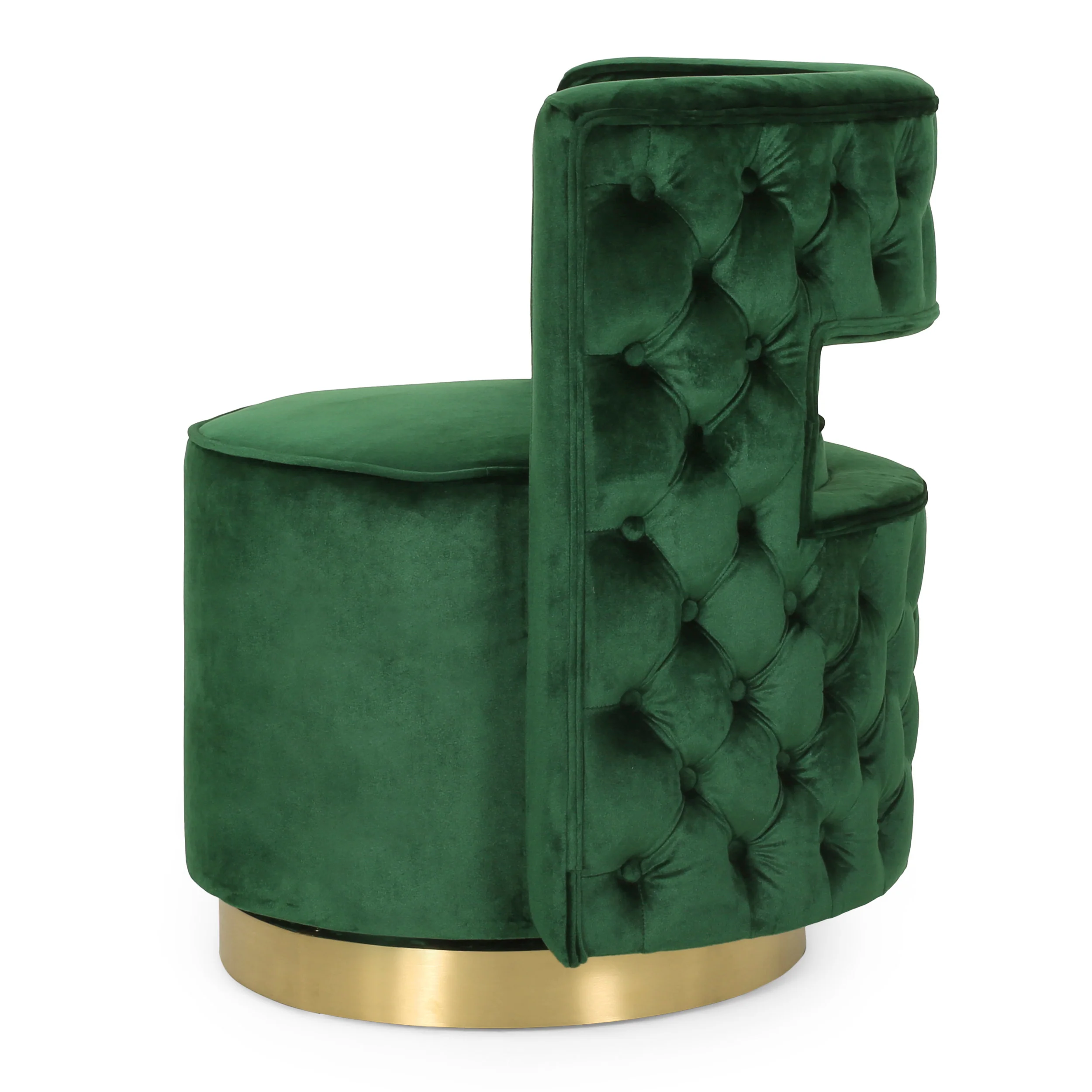 Freas Modern Glam Round Open Back Velvet Swivel Club Chair - furnishings